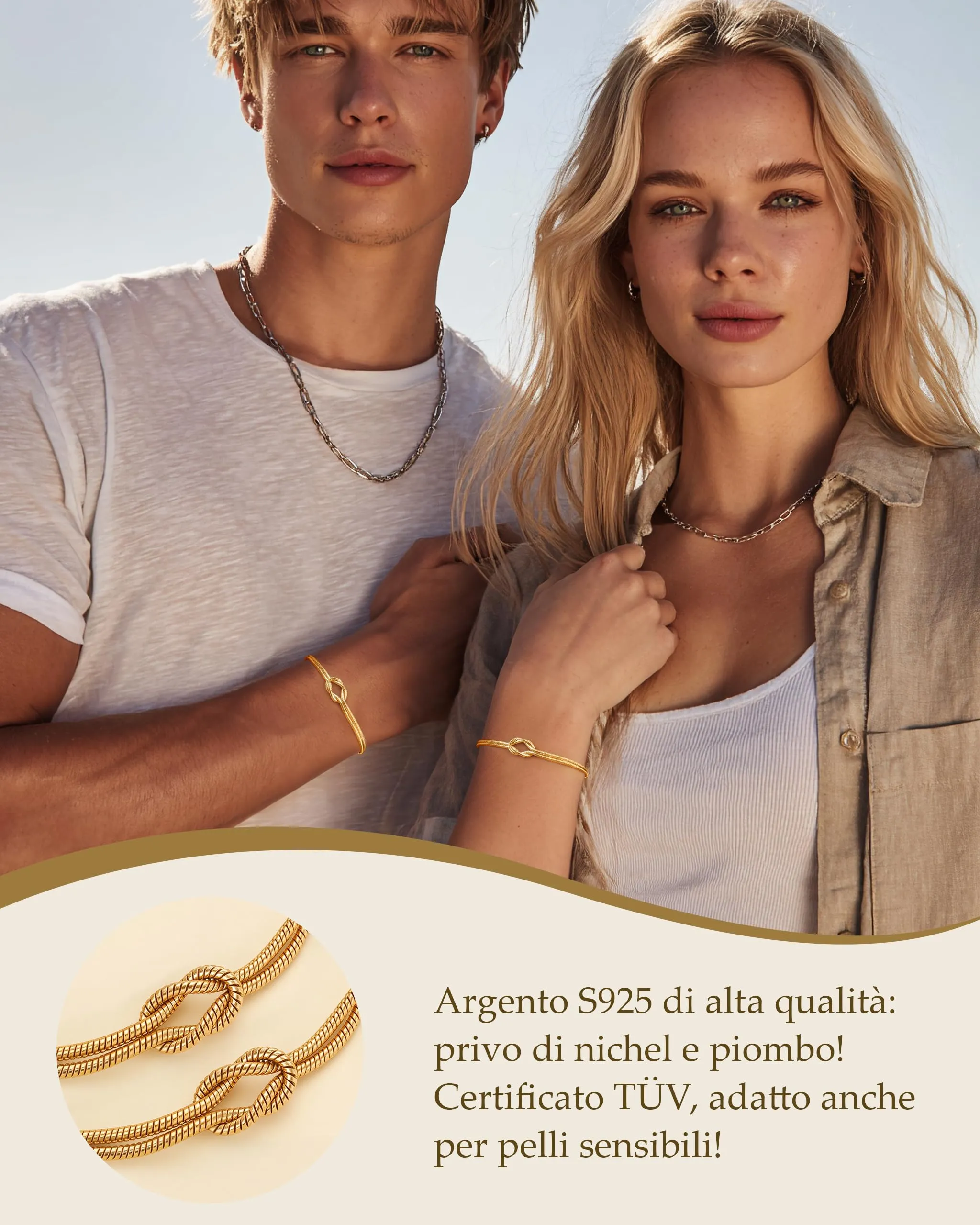 J.Fée Set di 2 Bracciali Coppia Amicizia in Argento 925, 21cm - immagine 4