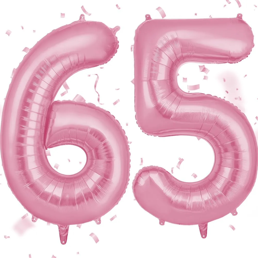 OFFCUP Palloncini Compleanno Rosa 101 cm Numero 65/56 - immagine 1