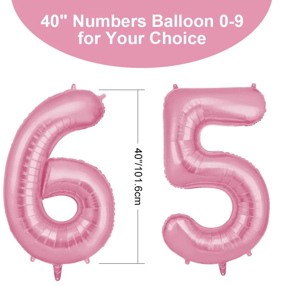 OFFCUP Palloncini Compleanno Rosa 101 cm Numero 65/56 - immagine 2