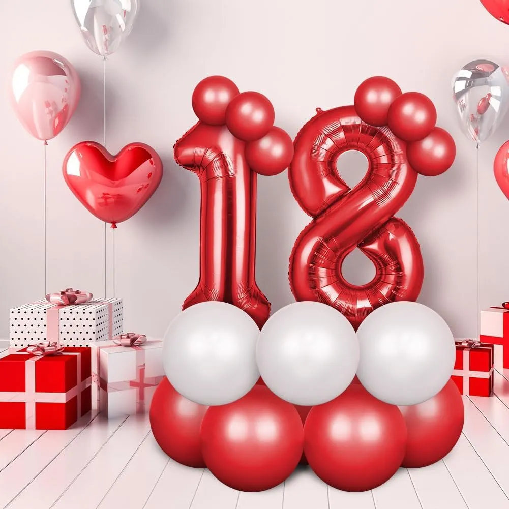 OFFCUP Palloncini Compleanno Numero 12, Rosso, 101 cm - immagine 5