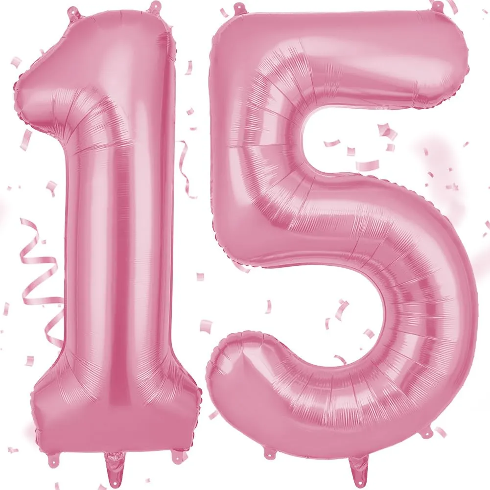 OFFCUP Palloncini Compleanno Rosa 101 cm, Numero 15/51 - immagine 1
