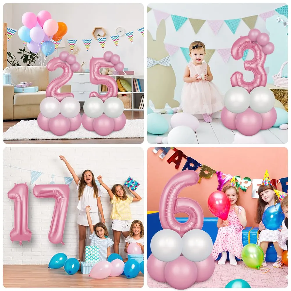 OFFCUP Palloncini Compleanno Rosa 101 cm, Numero 21 - immagine 7