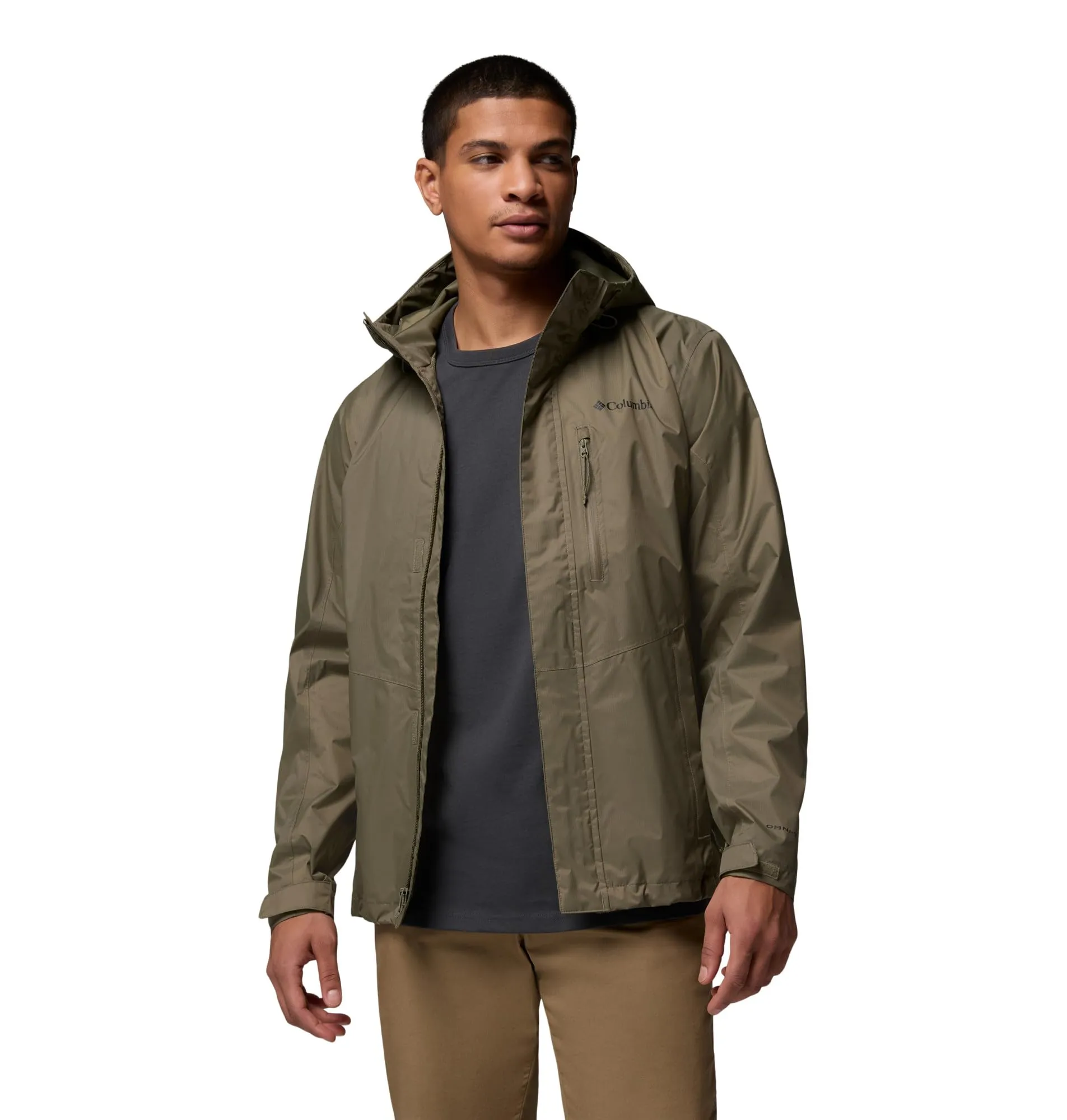 Columbia Pouring Adventure III Giacca Impermeabile da Uomo, Verde Pietra, L - immagine 4