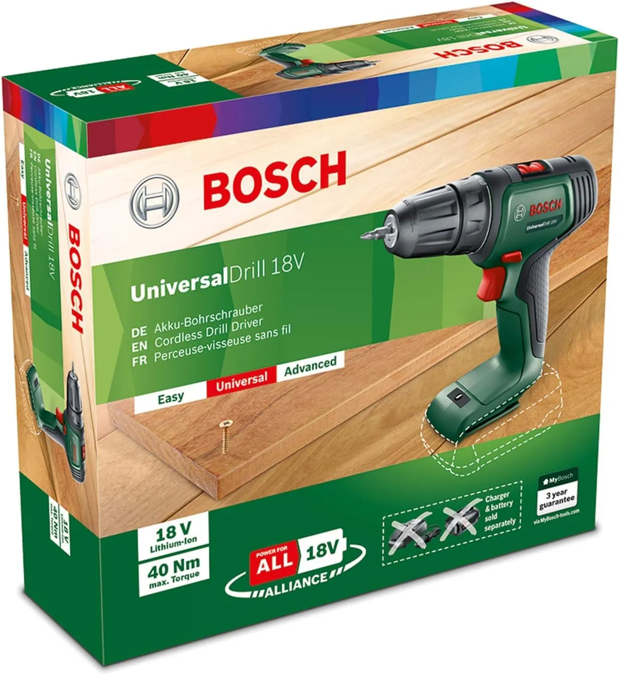 Bosch UniversalDrill 18V Trapano a batteria, senza batteria - immagine 9