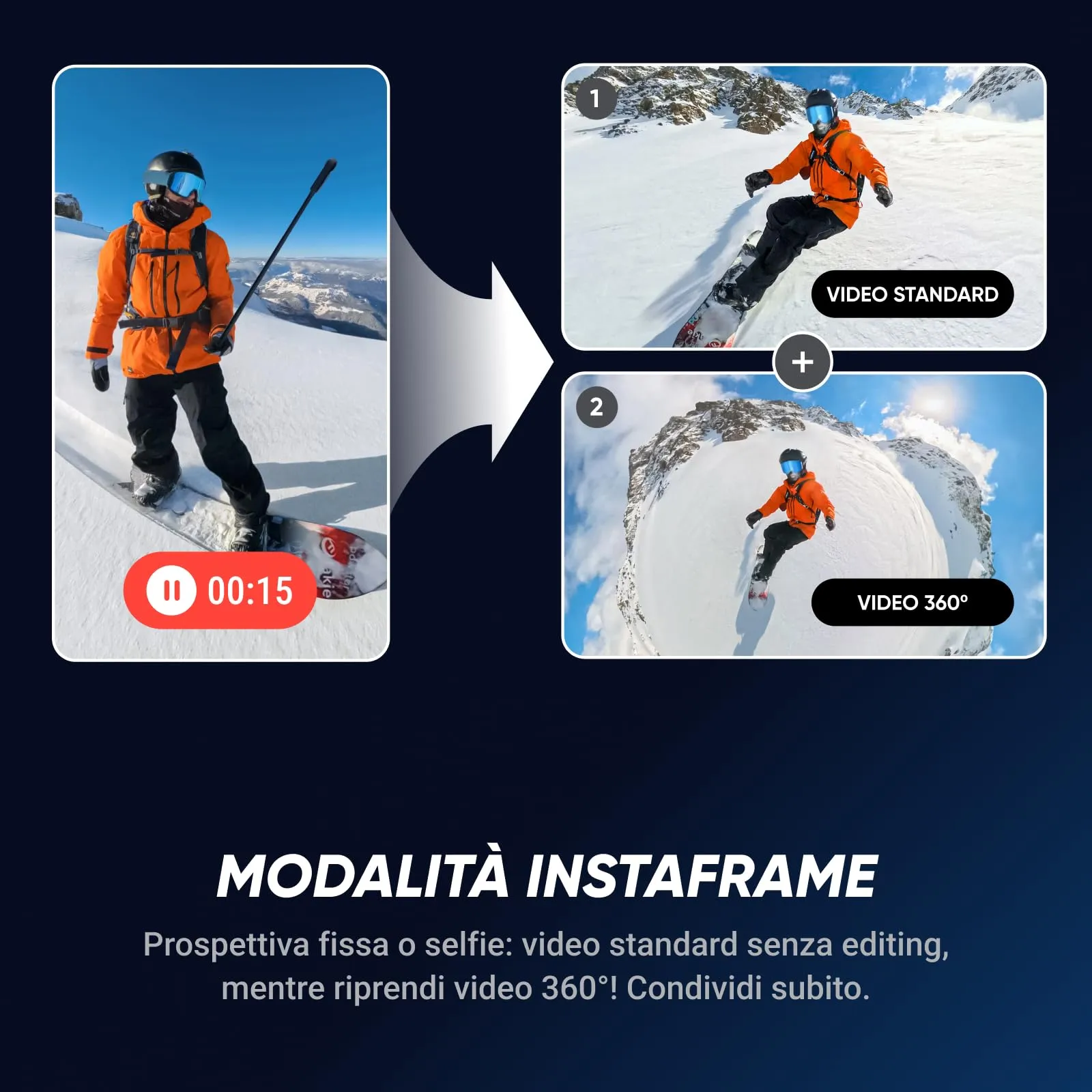 Insta360 X5 Pack Get Set - Camera 8K 360º Impermeabile, Selfie Stick Invisibile, Obiettivi Sostituibili, Cover Antivento, Stabilizzazione - immagine 5