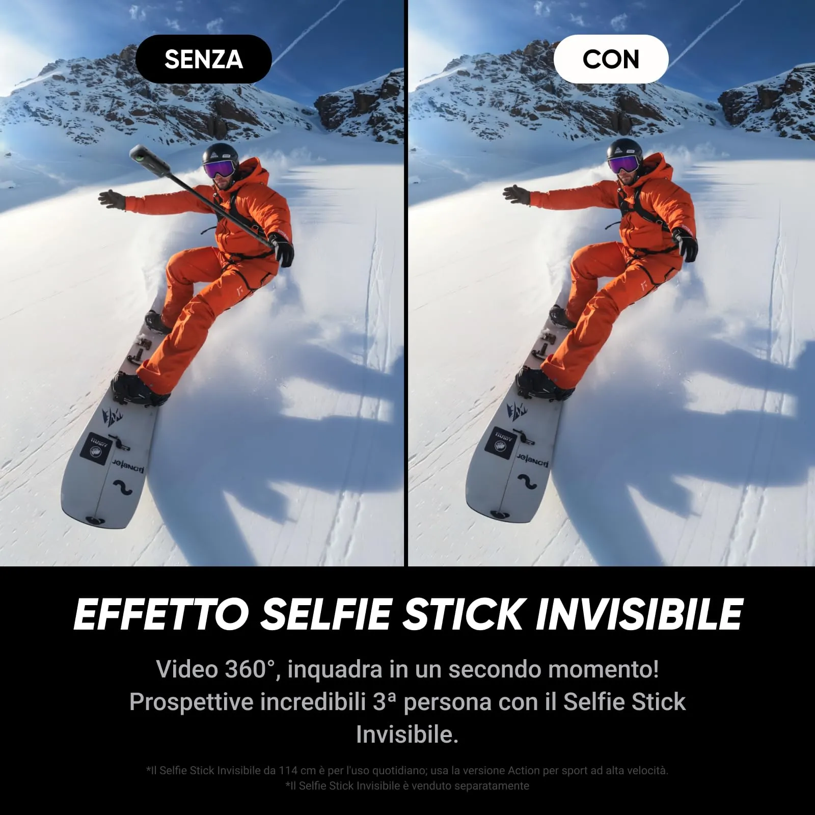 Insta360 X5 Pack No Drone - Camera Impermeabile 8K 360°, Selfie Stick Invisibile, Obiettivi Sostituibili, Cover Antivento, Stabilizzazione FlowState - immagine 5