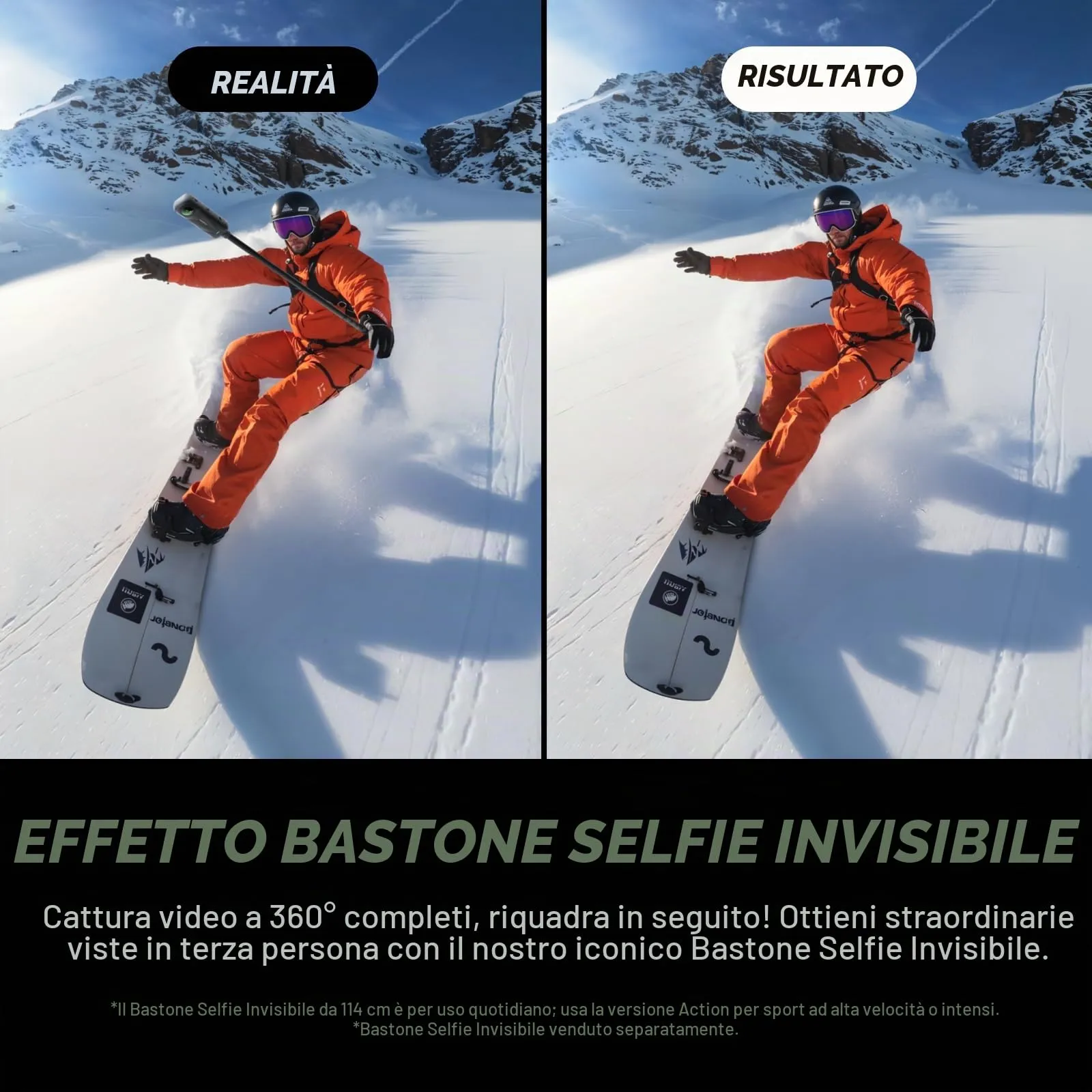 Insta360 X5 Pack Sostituzione Obiettivo - Action Cam 360° 8K Impermeabile con Selfie Stick Invisibile e Cover Antivento - immagine 4