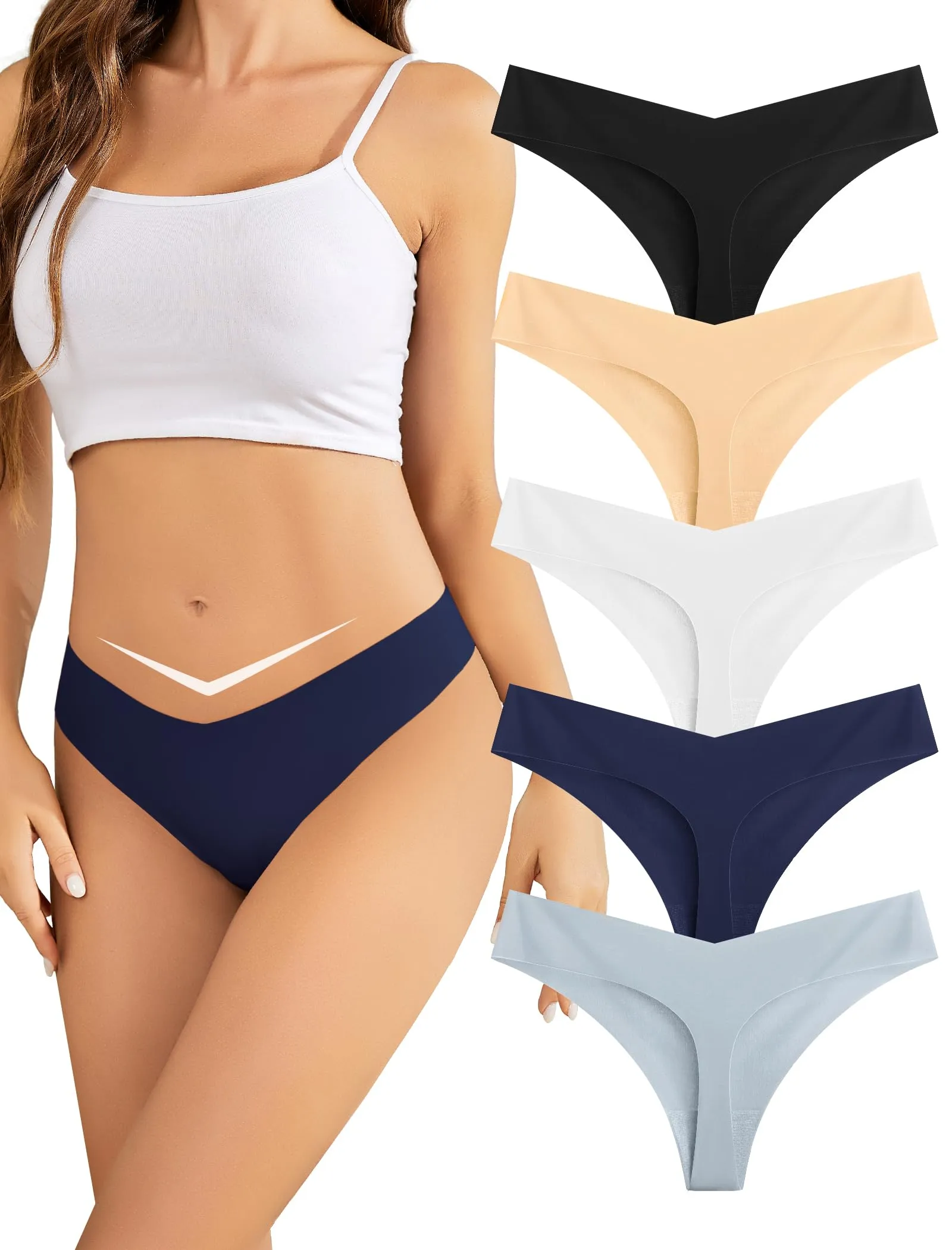 VOENXE Perizoma Mutande Donna Senza Cuciture Invisibile Microfibra Thong - immagine 1