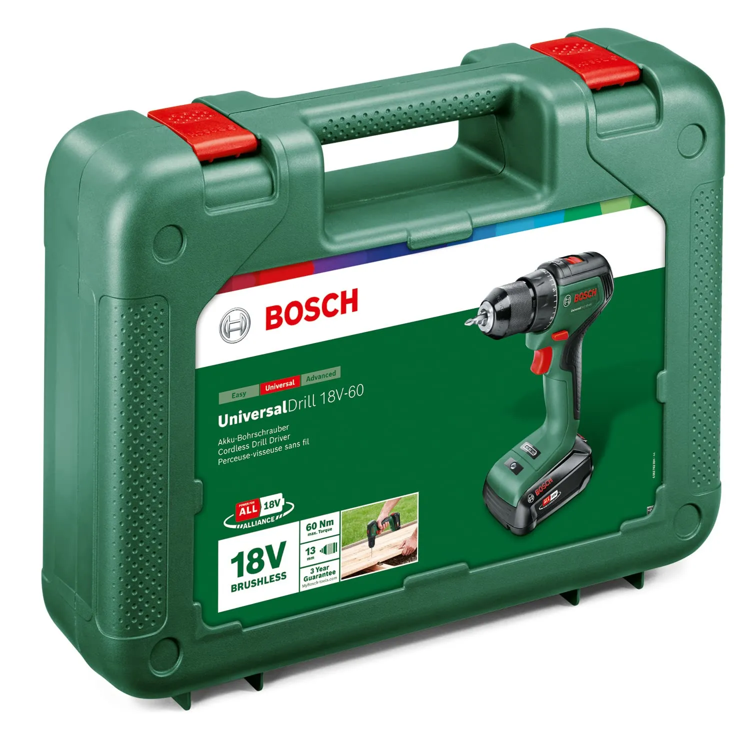 Bosch UniversalDrill 06039D4002 Trapano a Batteria 18V (2 Batterie, In Valigetta), Verde-Nero - immagine 9