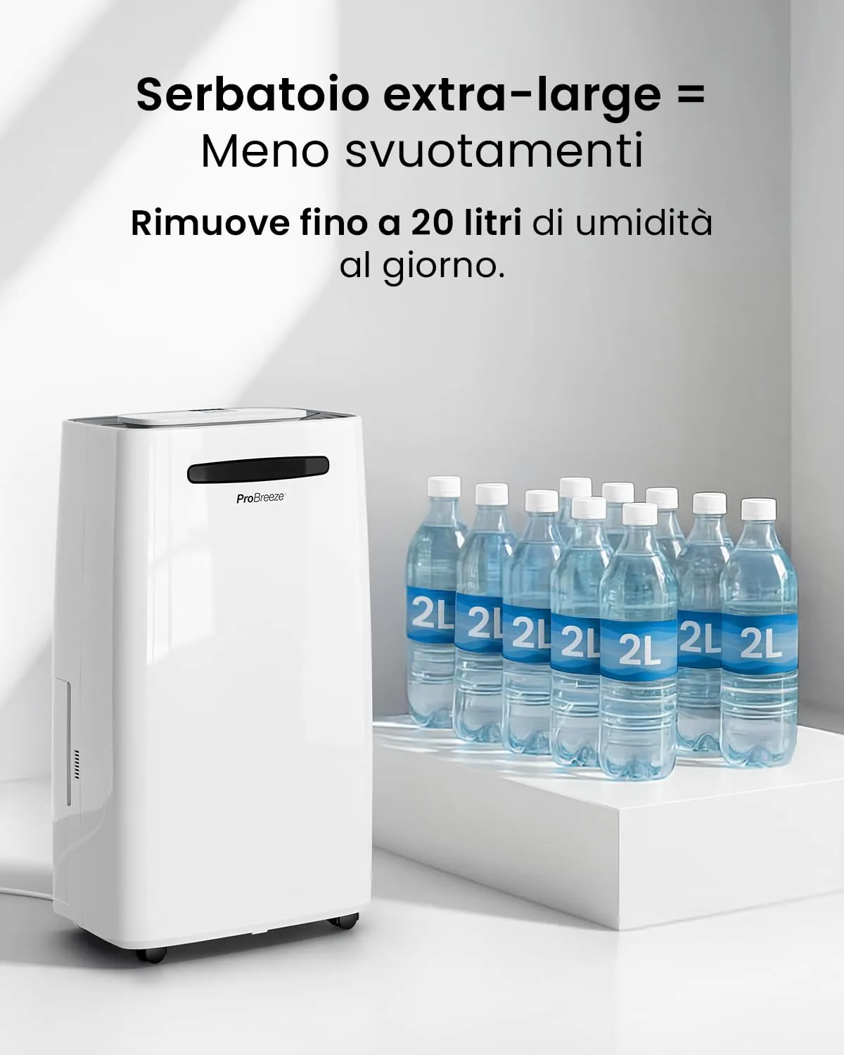 Pro Breeze Deumidificatore 20L/giorno Display Digitale, Scarico Continuo, 4 Modalità d’Uso, Timer e Asciugatura del Bucato, 30 m² - immagine 3