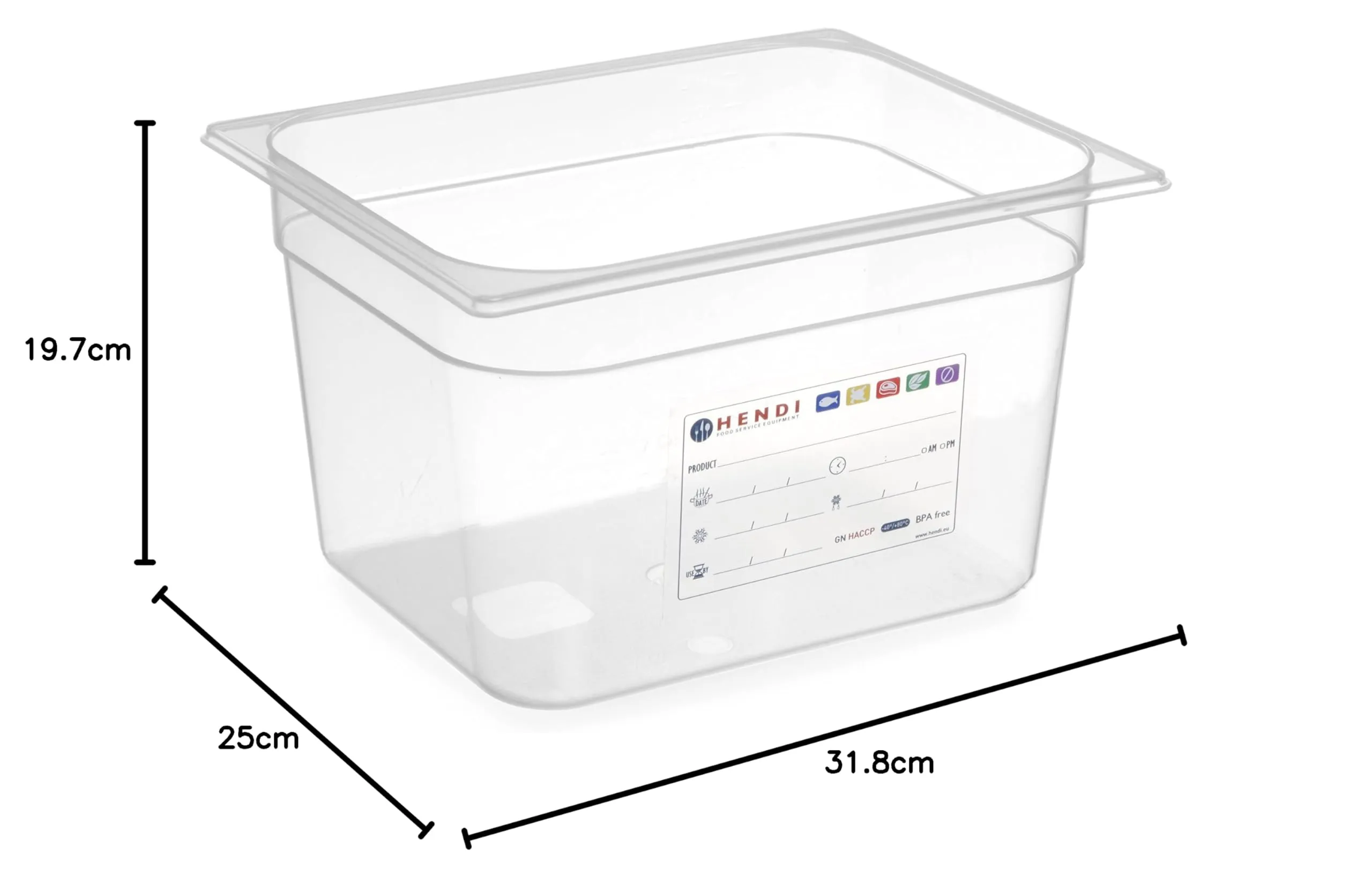 Hendi 880159 Contenitori a Tenuta d'Aria Gastronorm 1/2, 325x265x200 mm, 12.5 Liter - immagine 4