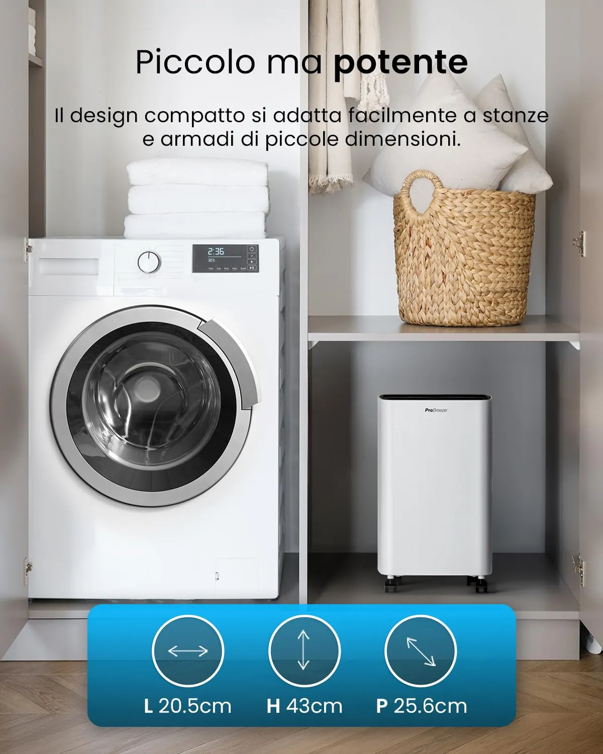 Pro Breeze Deumidificatore a compressore PB-D-26, 6L con serbatoio da 2L, sensore di umidità e timer 24H - immagine 8