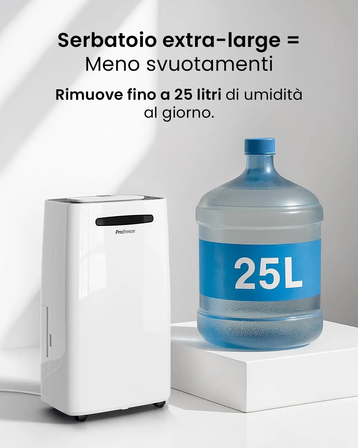 Pro Breeze Deumidificatore Intelligente 25L/giorno con Wi-Fi, Schermo Digitale, Modalità Vestiti, Drenaggio Continuo e Timer - immagine 3