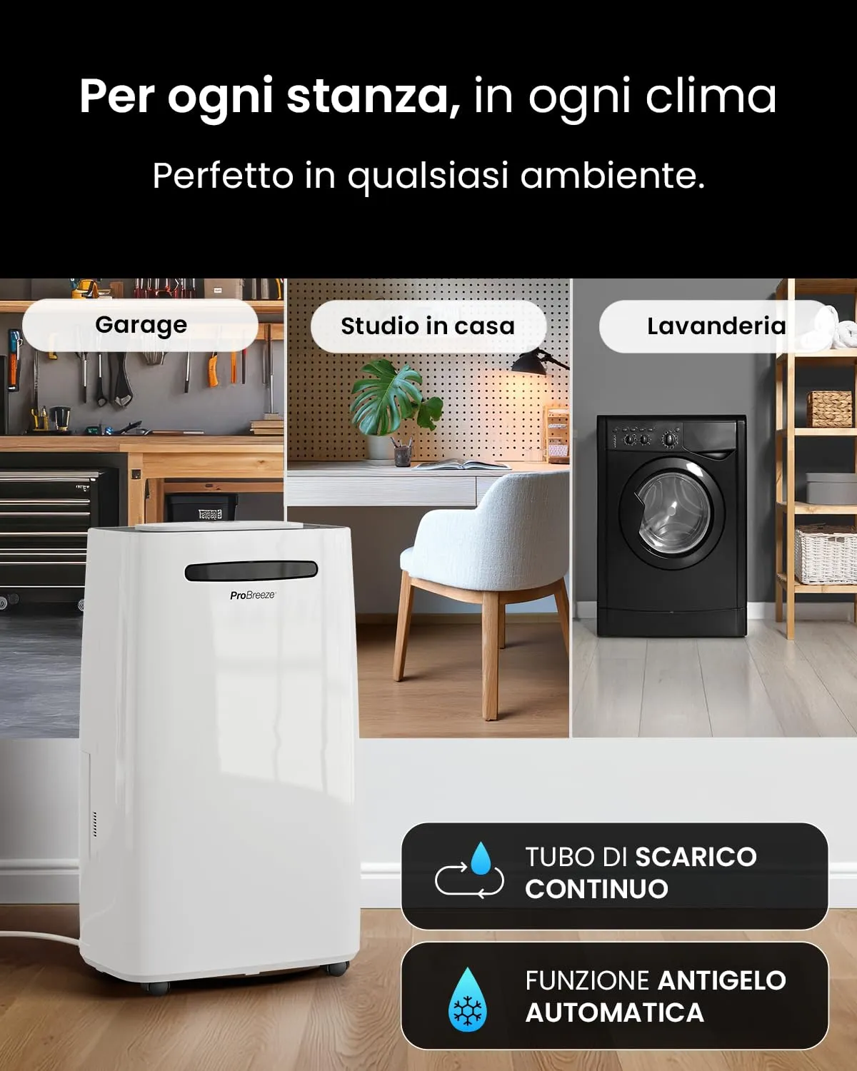 Pro Breeze Deumidificatore Intelligente 25L/giorno con Wi-Fi, Schermo Digitale, Modalità Vestiti, Drenaggio Continuo e Timer - immagine 9