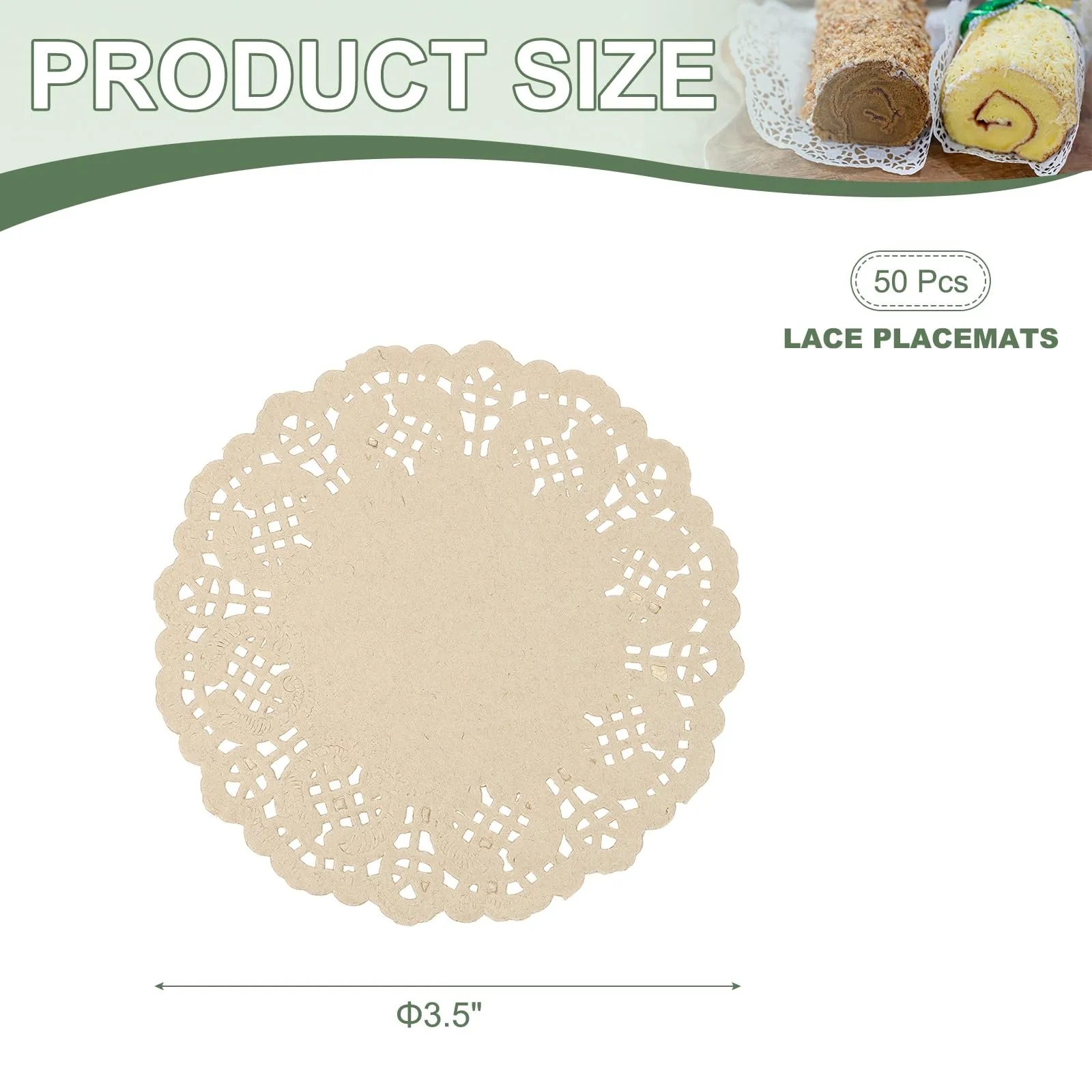 YELARXI Centrini di carta usa e getta, rotondi, 8,9 cm, Kraft, confezione da 50 - immagine 2