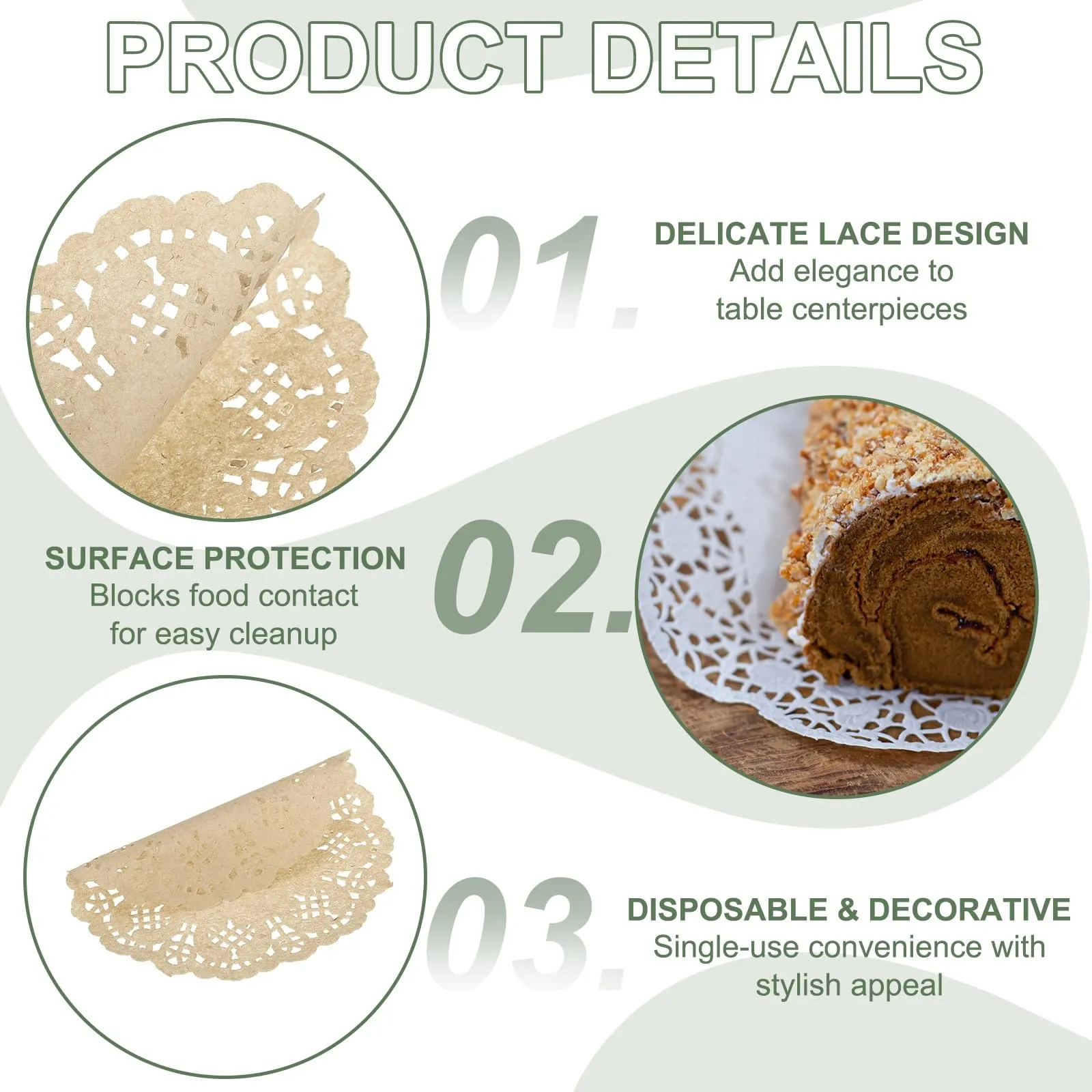 YELARXI Centrini di carta usa e getta, rotondi, 8,9 cm, Kraft, confezione da 50 - immagine 3