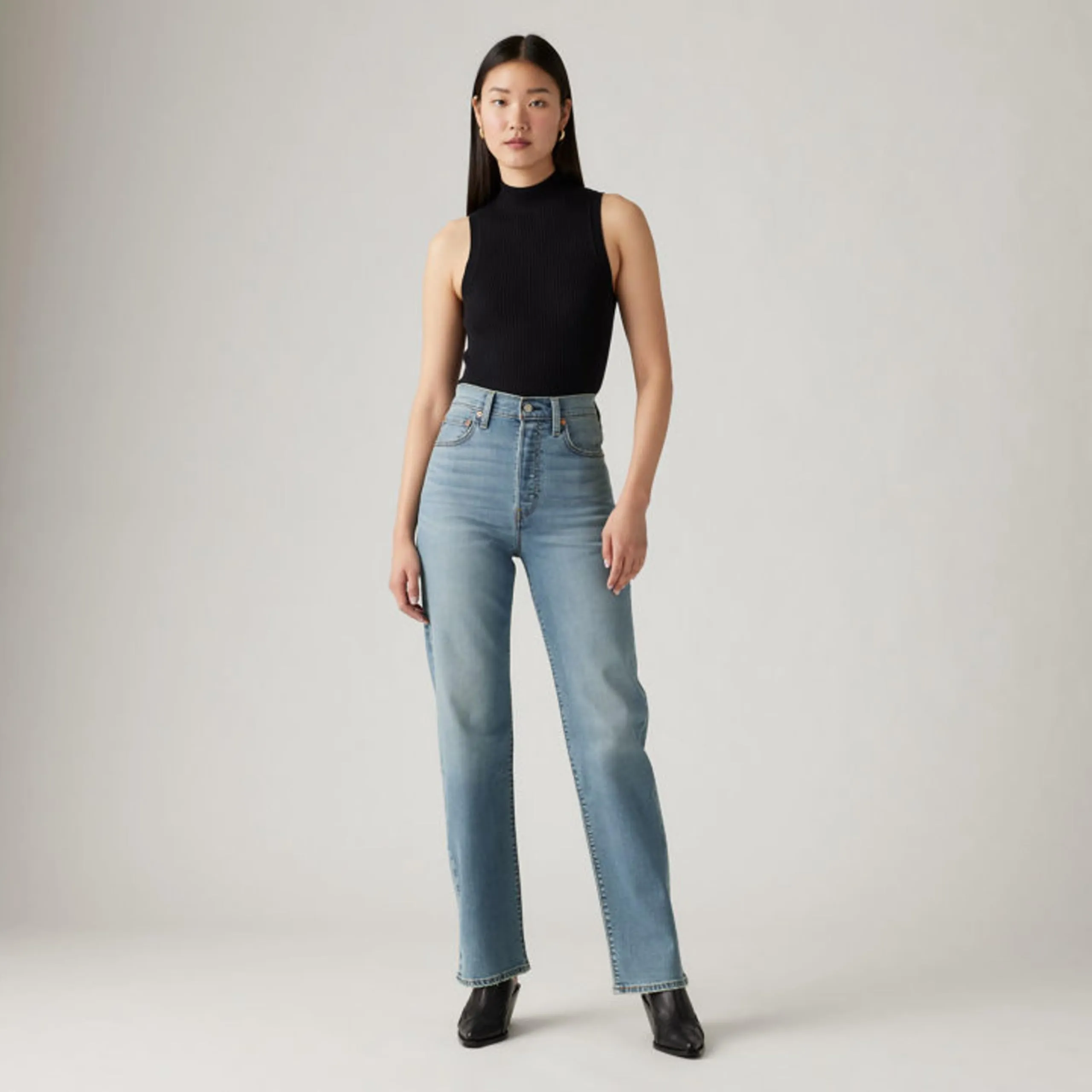 Levi's Ribcage Full-Length Straight Jeans Ringing Bells No Dx 30W / 32L - immagine 4