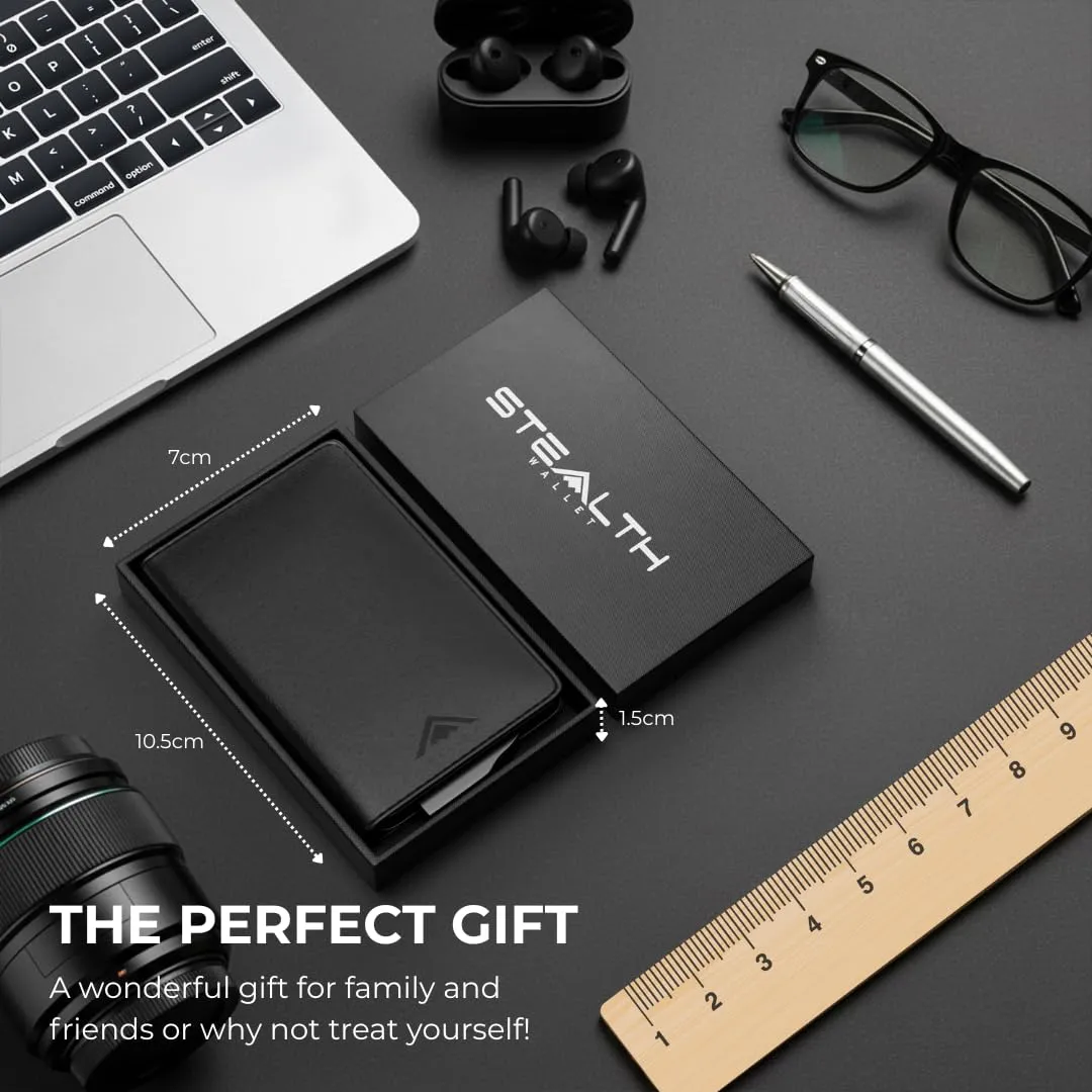 Stealth Wallet Portacarte RFID Minimalista in Alluminio e Pelle (Alluminio Argento, Pelle Nera) - immagine 3