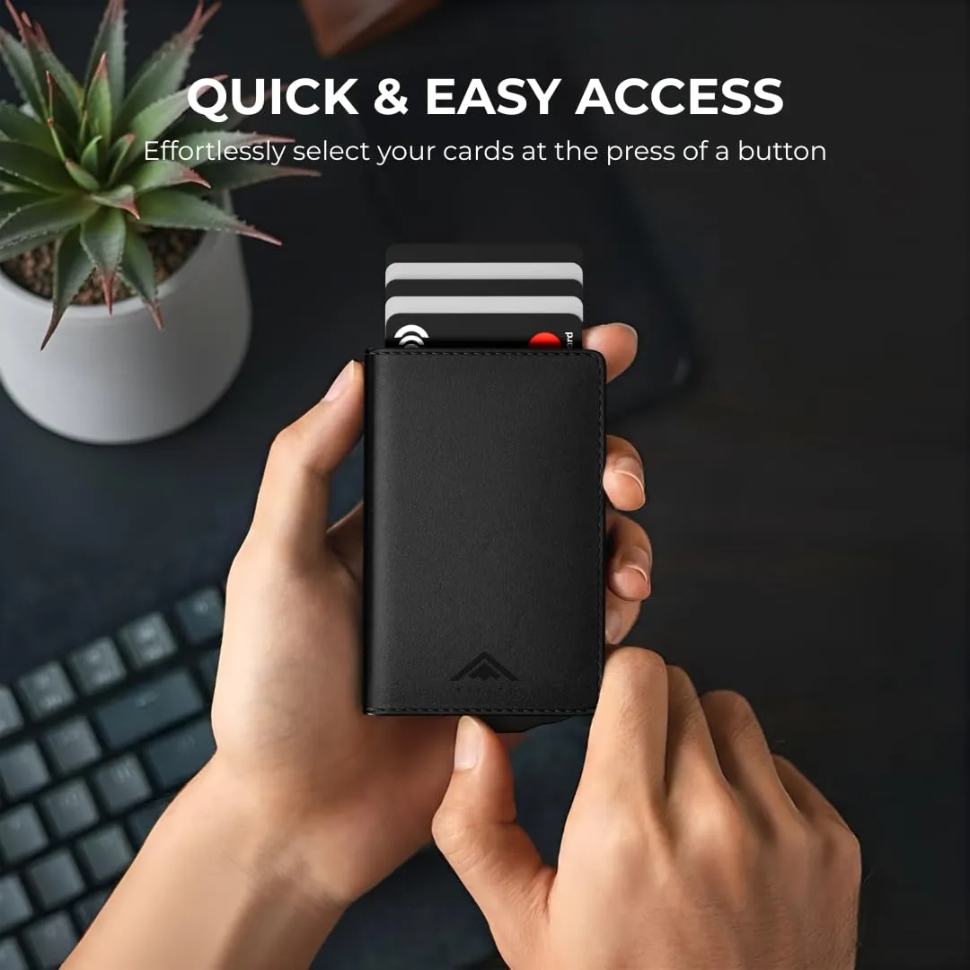 Stealth Wallet Portacarte RFID Minimalista in Alluminio e Pelle Nera (Alluminio Grigio) - immagine 2