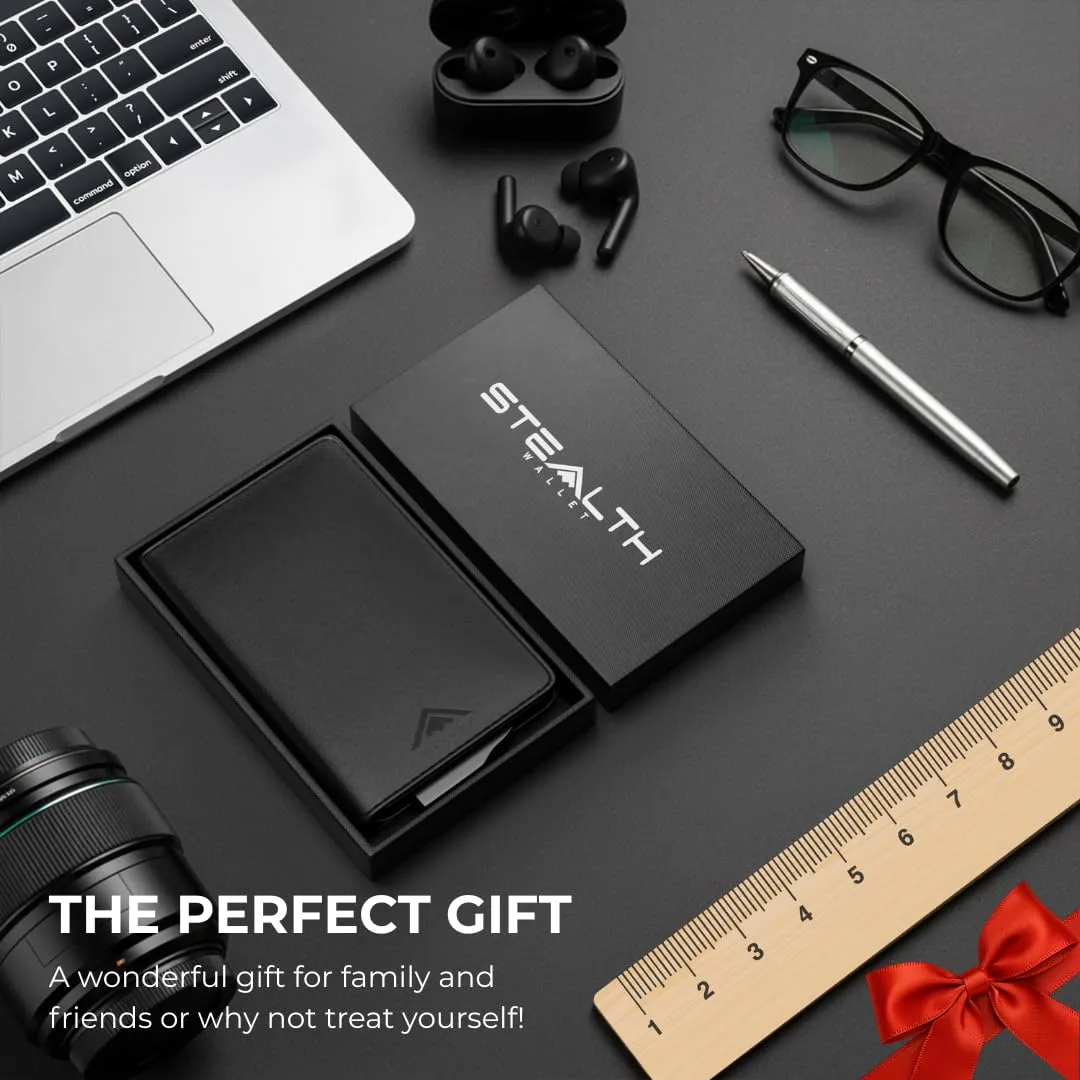 Stealth Wallet Portacarte RFID Minimalista in Alluminio e Pelle Nera (Alluminio Grigio) - immagine 4