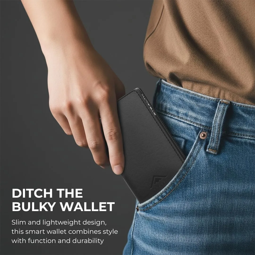 Stealth Wallet Portacarte RFID Minimalista in Alluminio e Pelle Nera (Alluminio Grigio) - immagine 6