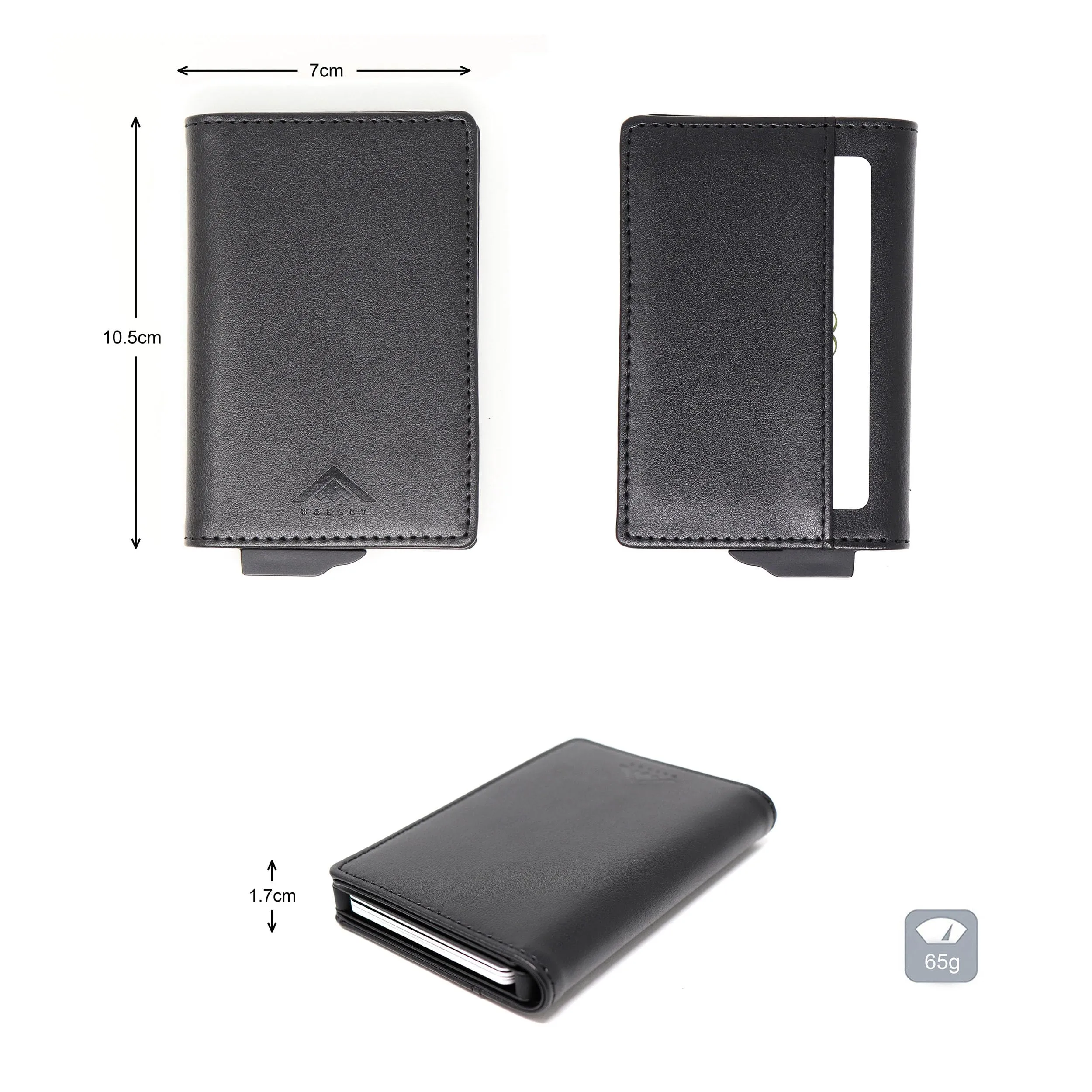 Stealth Wallet Portacarte RFID Minimalista in Alluminio e Pelle Nera (Alluminio Grigio) - immagine 8
