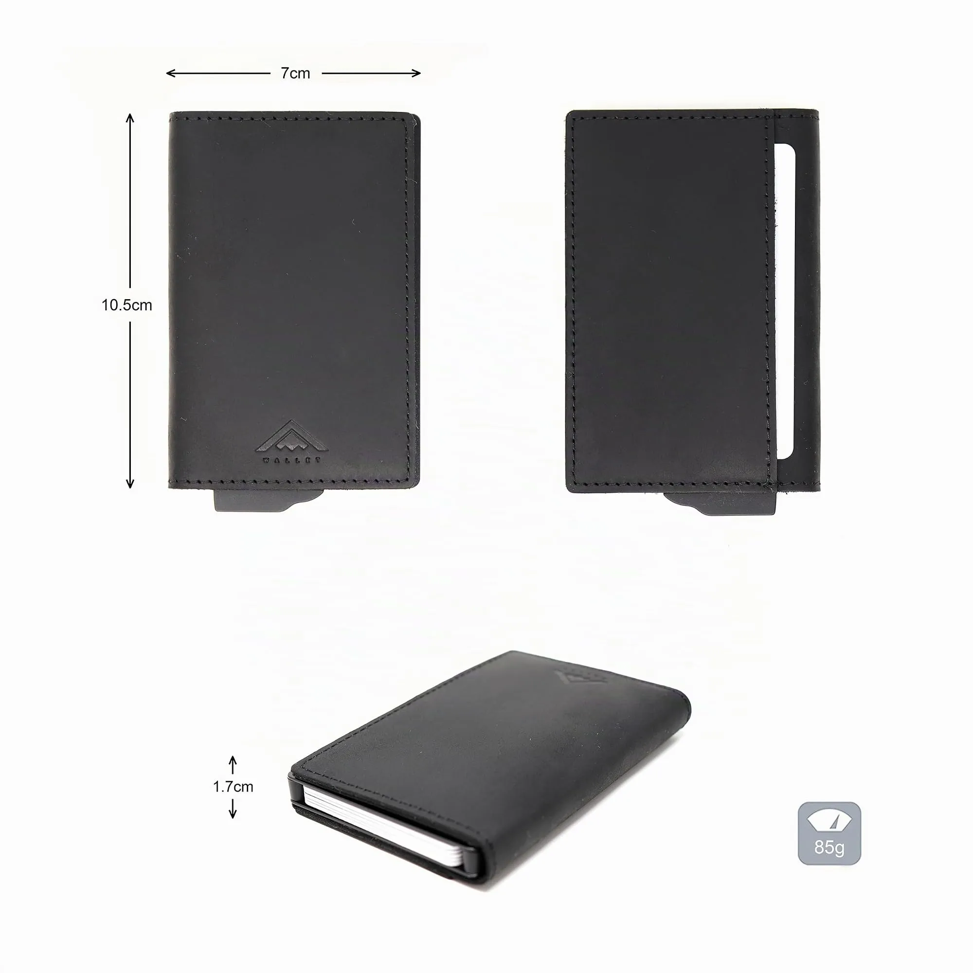 Stealth Wallet RFID Portacarte Minimalista in Alluminio e Pelle Crazy Horse Nera - immagine 9