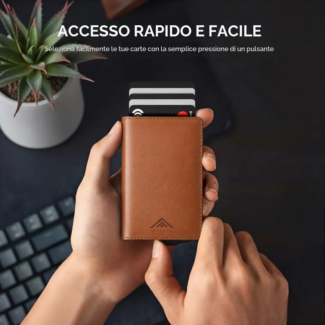 Stealth Wallet Portacarte RFID/NFC Pop-Up Color Cuoio da Uomo - immagine 2