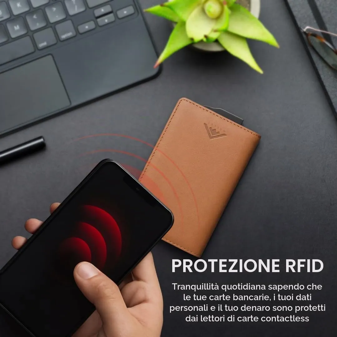 Stealth Wallet Portacarte RFID/NFC Pop-Up Color Cuoio da Uomo - immagine 5