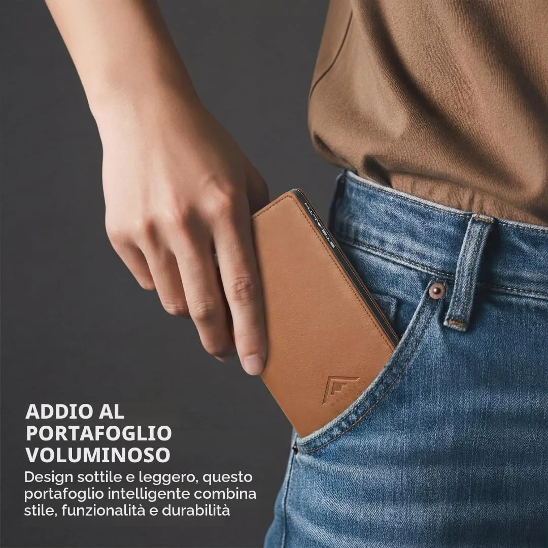 Stealth Wallet Portacarte RFID/NFC Pop-Up Color Cuoio da Uomo - immagine 6