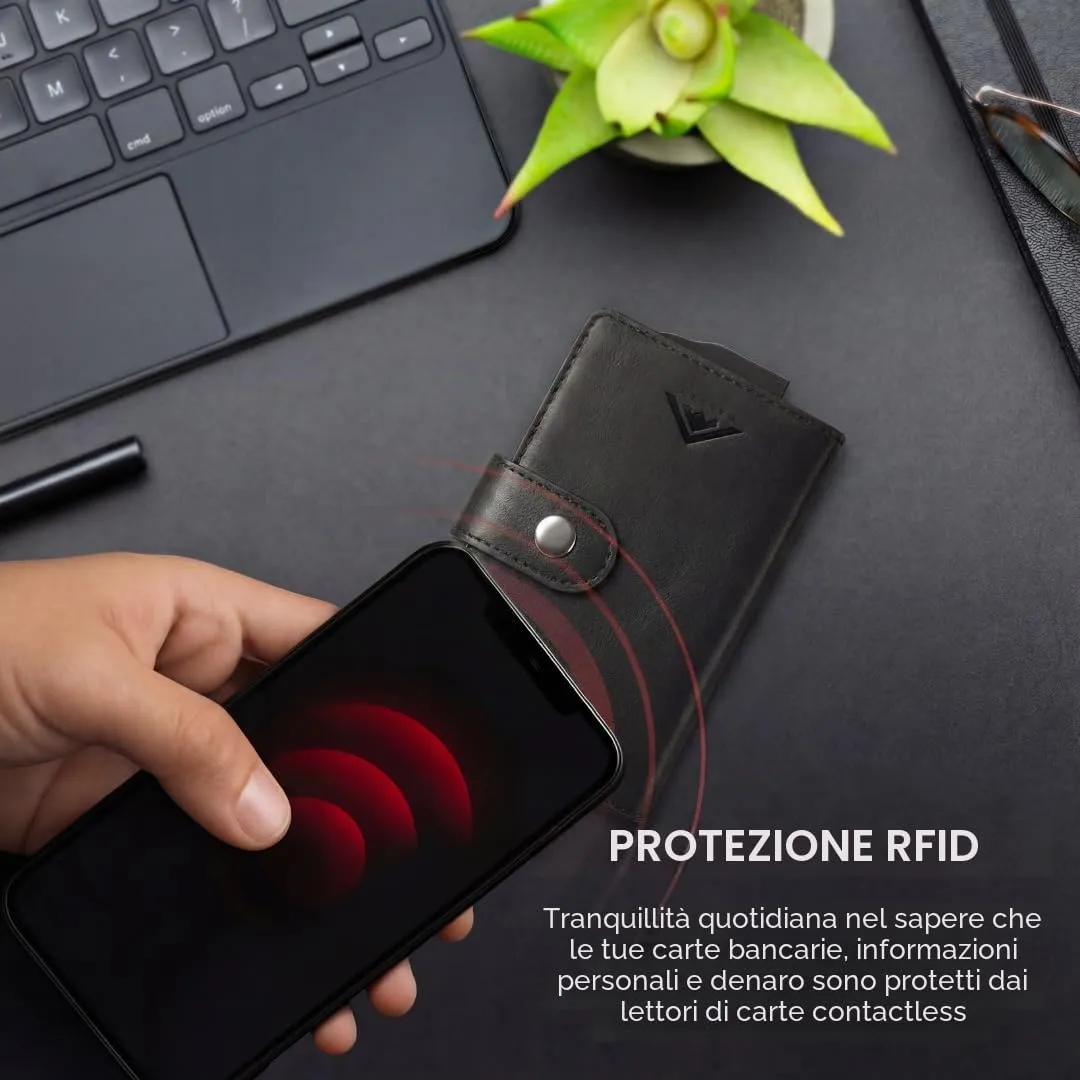 Stealth Wallet Portafoglio Portacarte RFID/NFC da Uomo con Tasca per ID - immagine 3