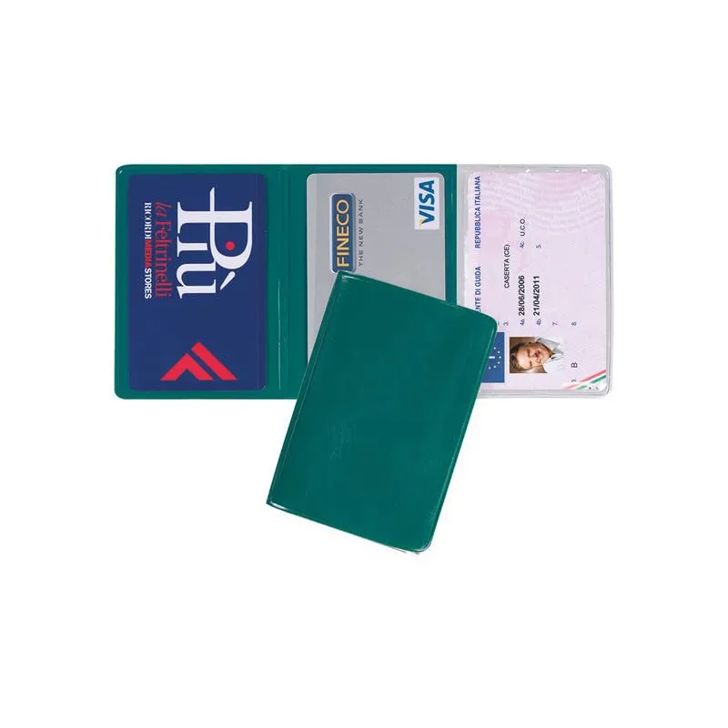 ONE SHOP di Bracalente Piero Porta carte di credito e documenti Green Pass in PVC, 3 tasche, Verde scuro (2 pezzi) - immagine 1