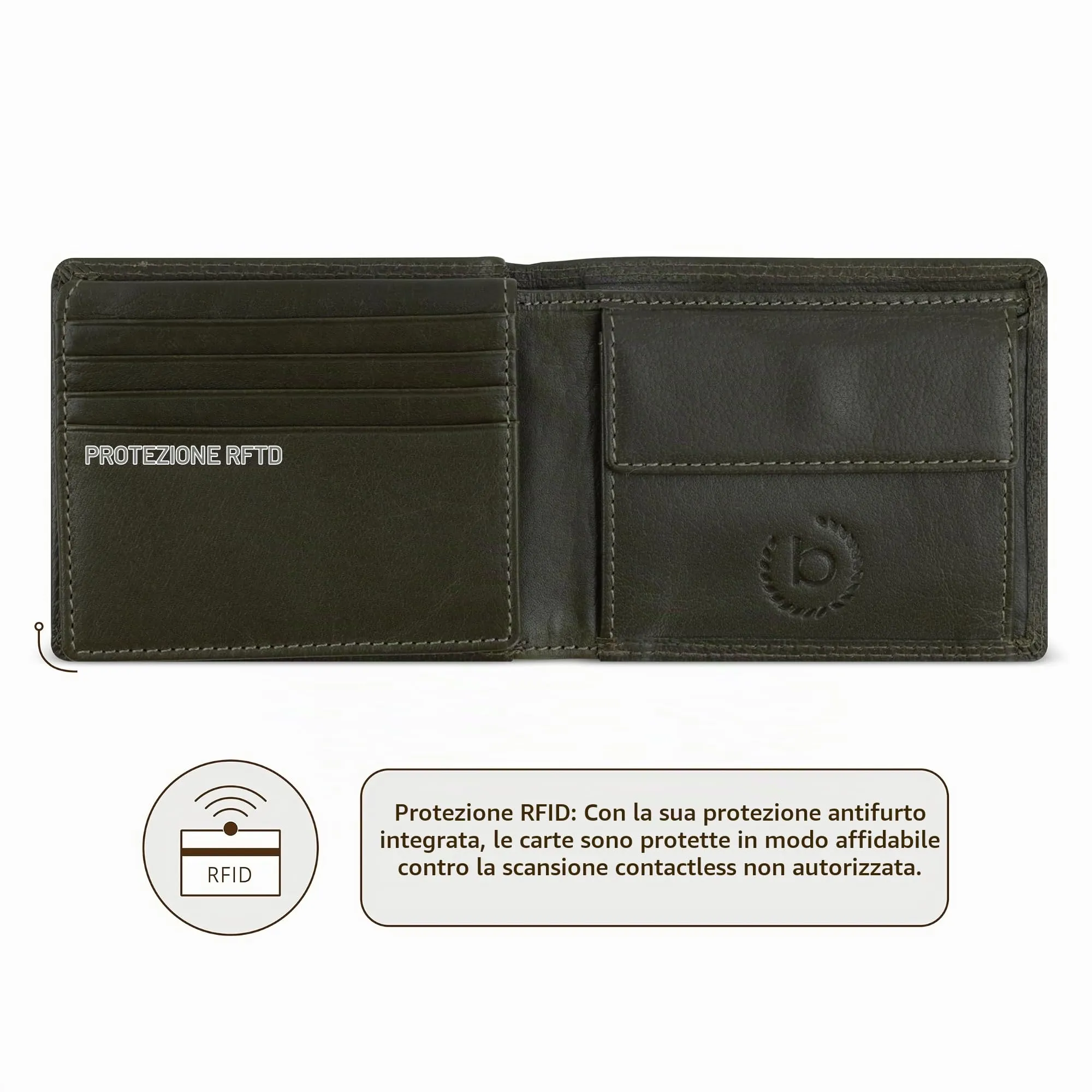 Bugatti Savona Portafoglio da uomo in pelle di bufalo con protezione RFID - Verde - immagine 4