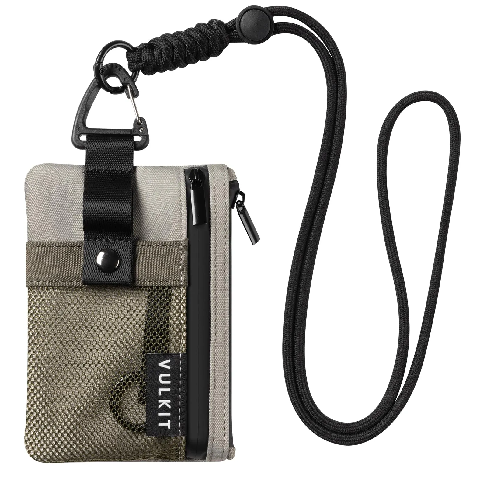 VULKIT Portafogli Minimalistico con Blocco RFID e Finestra Identificativa, Impermeabile con Cerniera (Verde Oliva) - immagine 1