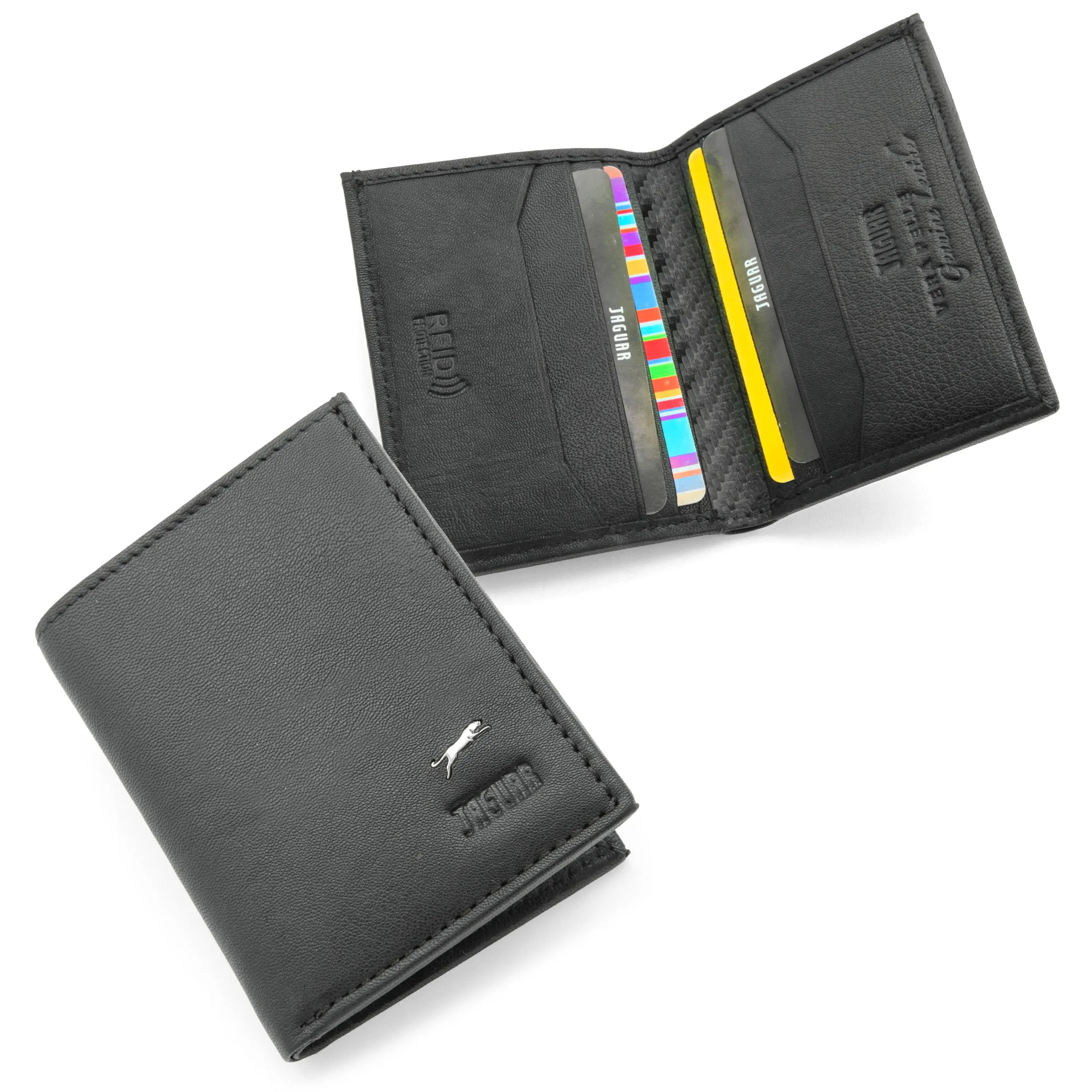Jaguar Porta Carte di Credito Uomo in Pelle con Protezione RFID (Nero) - immagine 1