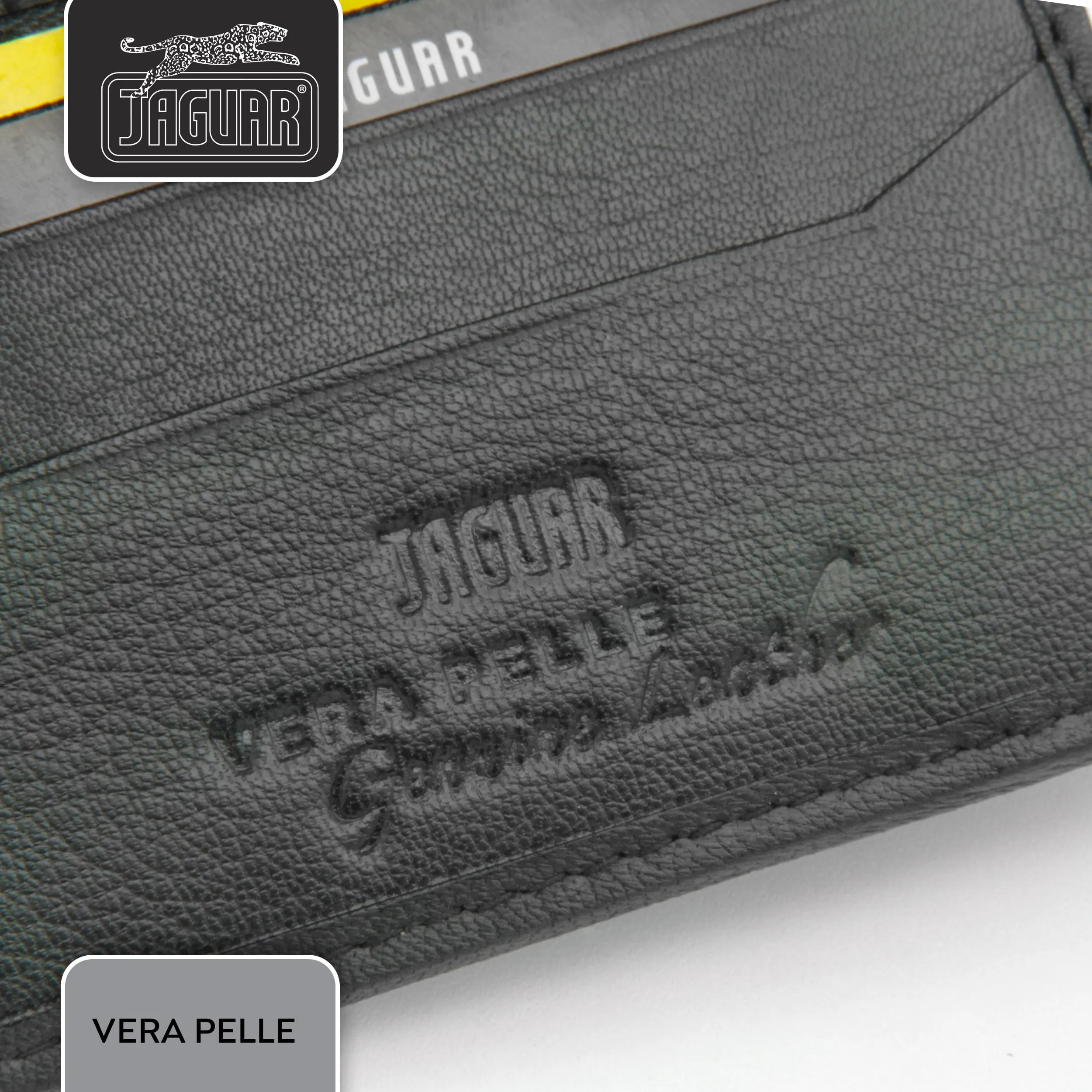 Jaguar Porta Carte di Credito Uomo in Pelle con Protezione RFID (Nero) - immagine 5