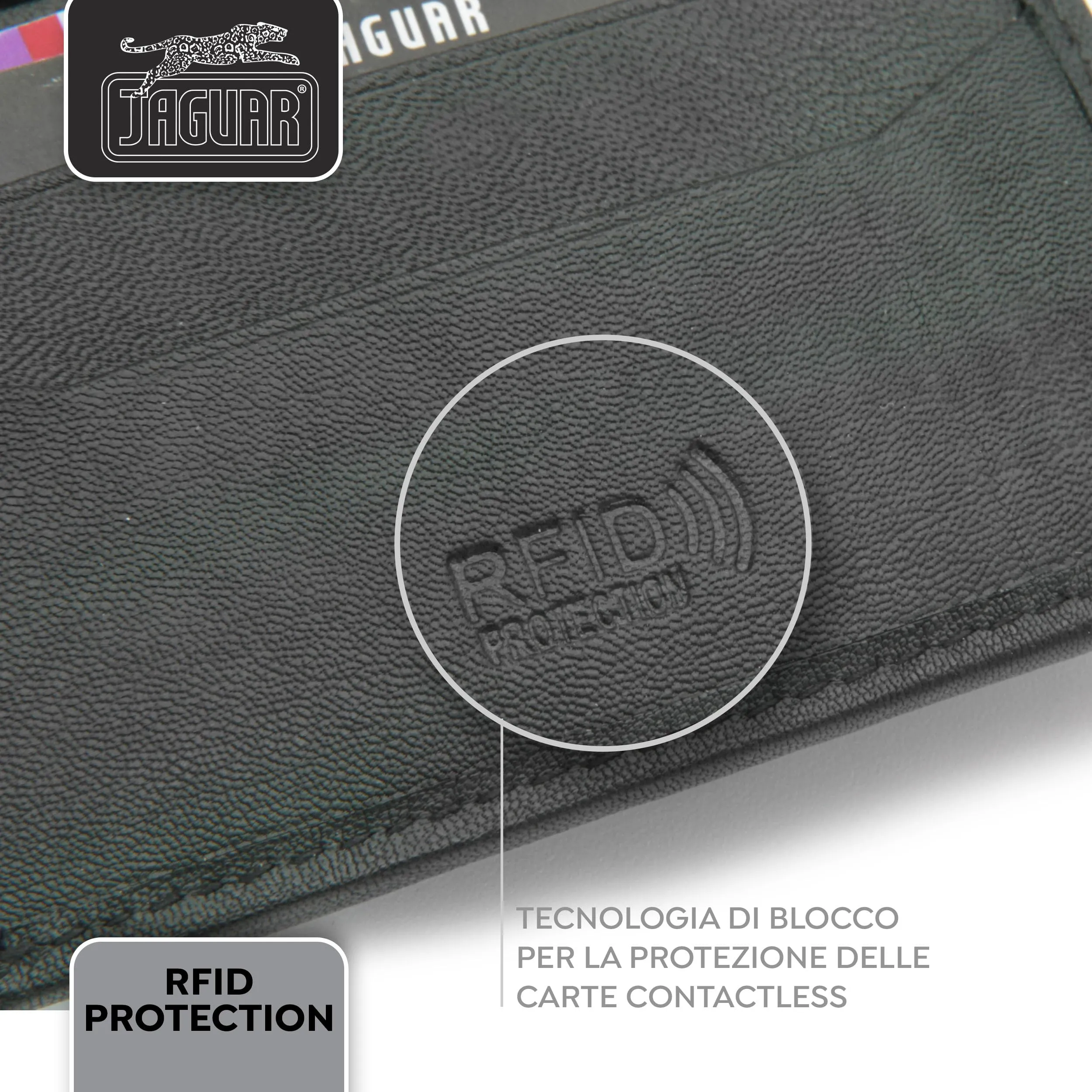 Jaguar Porta Carte di Credito Uomo in Pelle con Protezione RFID (Nero) - immagine 6