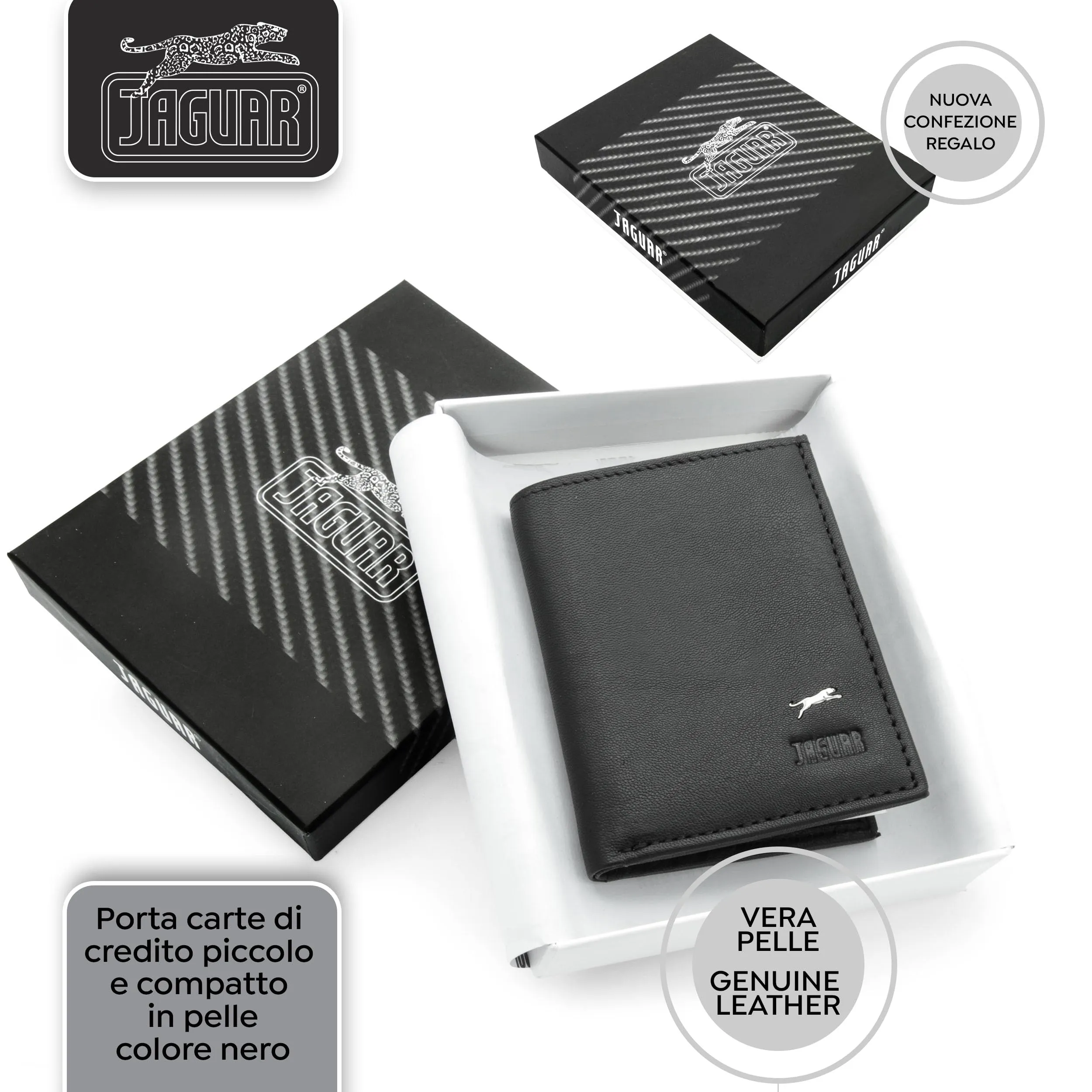 Jaguar Porta Carte di Credito Uomo in Pelle con Protezione RFID (Nero) - immagine 7