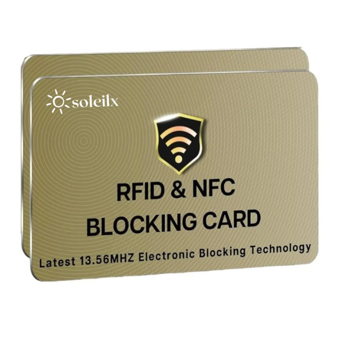 soleilx Carte di Blocco RFID/NFC, 2 Pezzi, Simil Oro - immagine 1