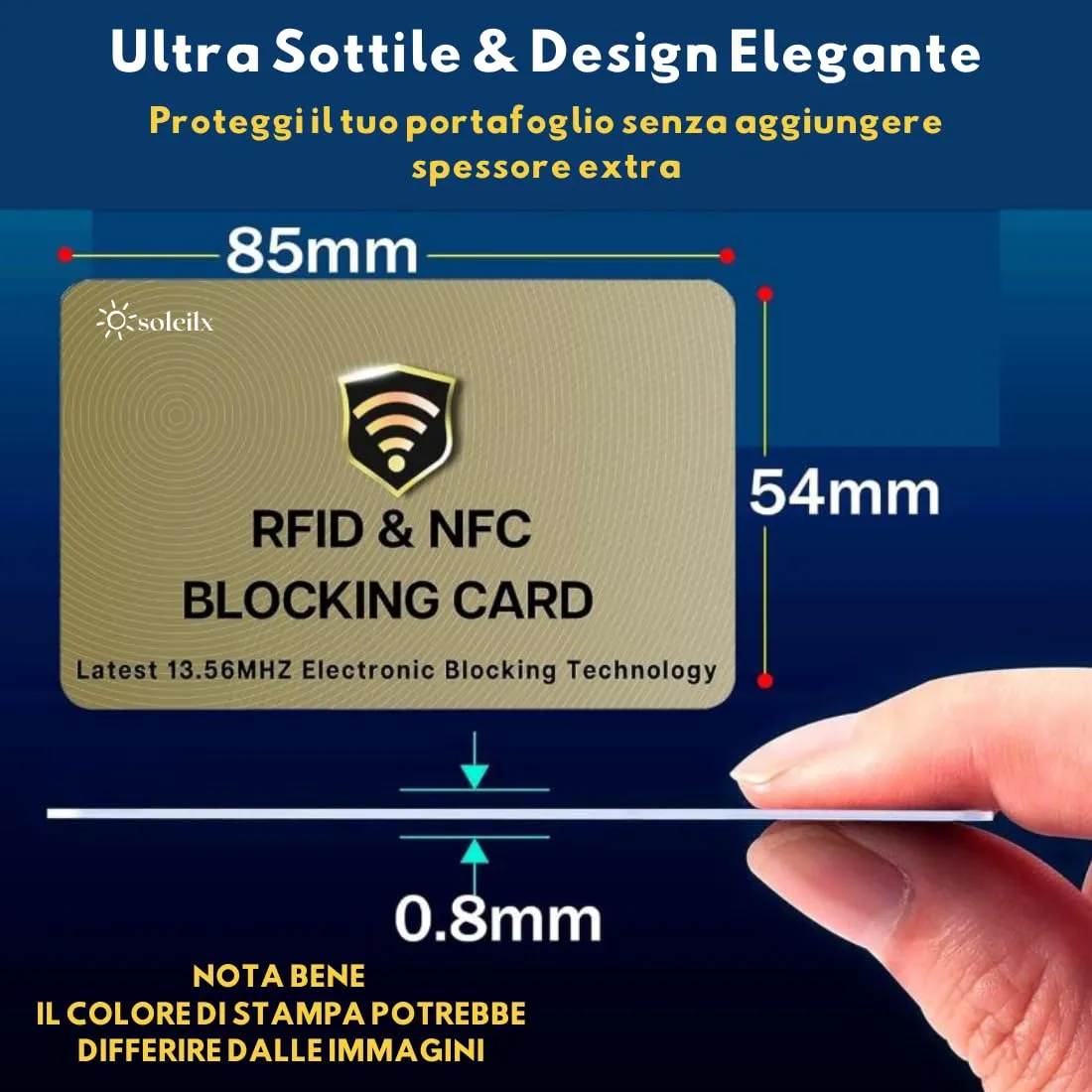 soleilx Carte di Blocco RFID/NFC, 2 Pezzi, Simil Oro - immagine 2