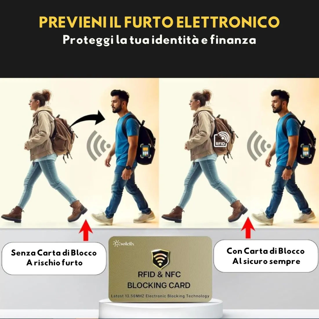 soleilx Carte di Blocco RFID/NFC, 2 Pezzi, Simil Oro - immagine 4