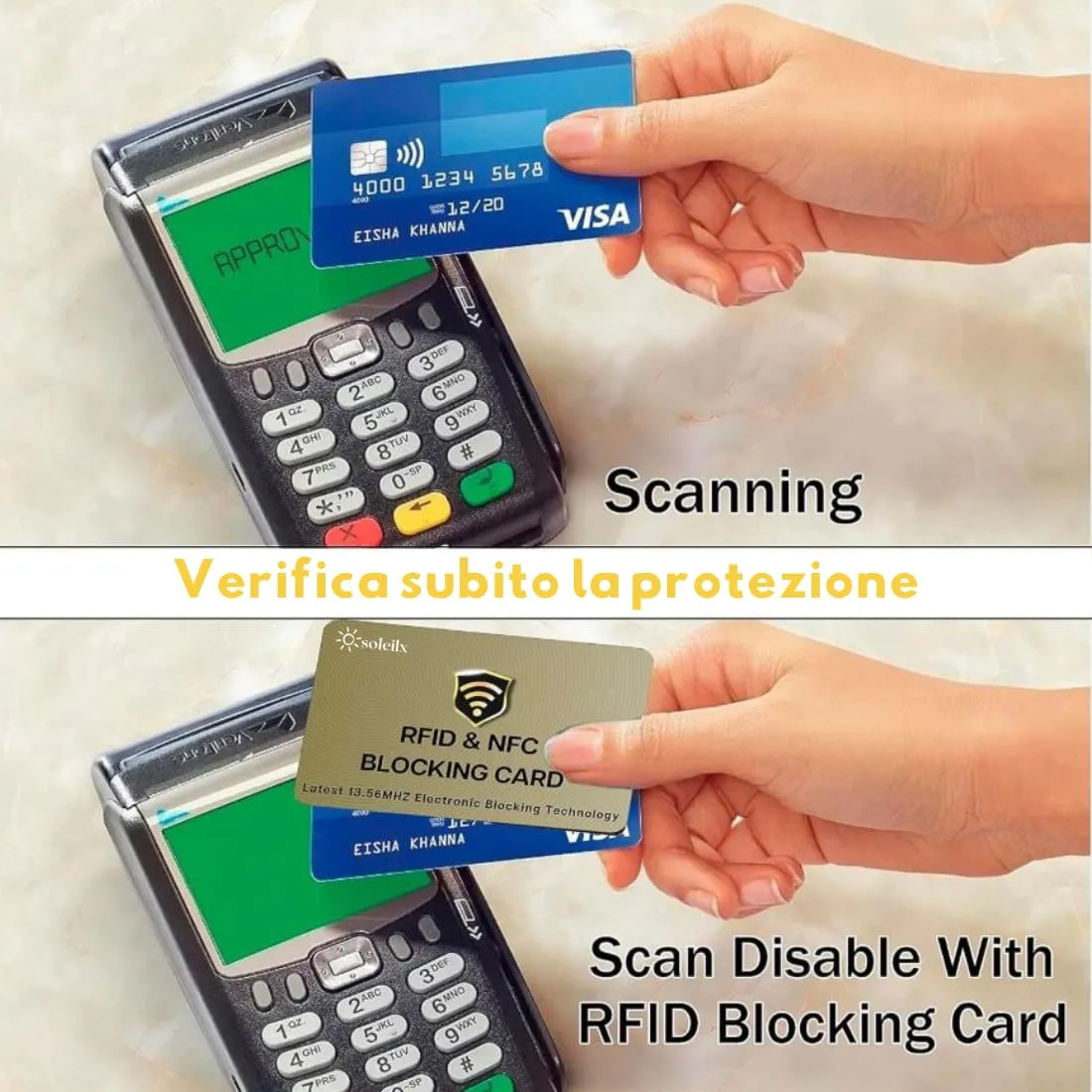 soleilx Carte di Blocco RFID/NFC, 2 Pezzi, Simil Oro - immagine 6