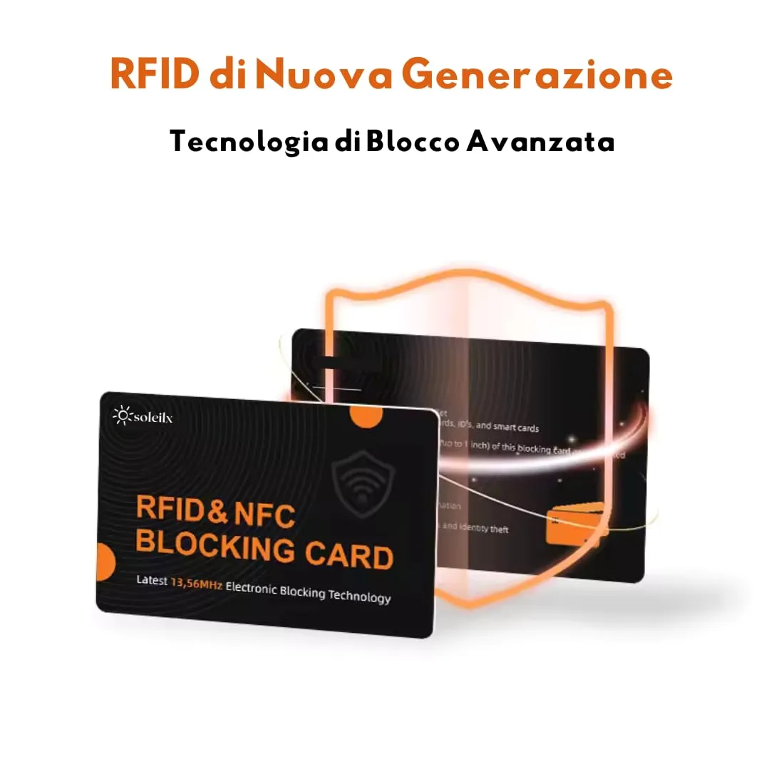 soleilx Carte di Blocco RFID/NFC, 2 Pezzi, Nero/Arancio - immagine 4