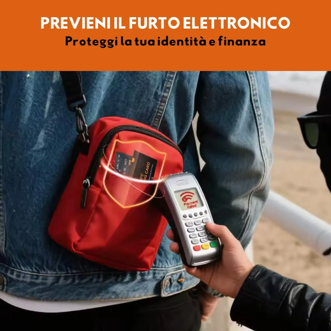 soleilx Carte di Blocco RFID/NFC, 2 Pezzi, Nero/Arancio - immagine 6