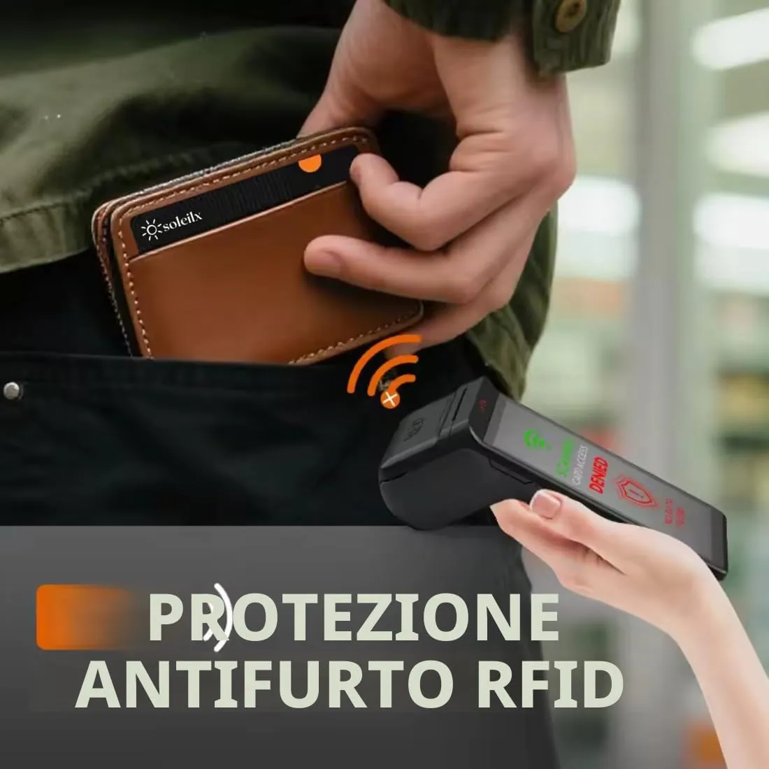 soleilx Carte di Blocco RFID/NFC, 2 Pezzi, Nero/Arancio - immagine 7