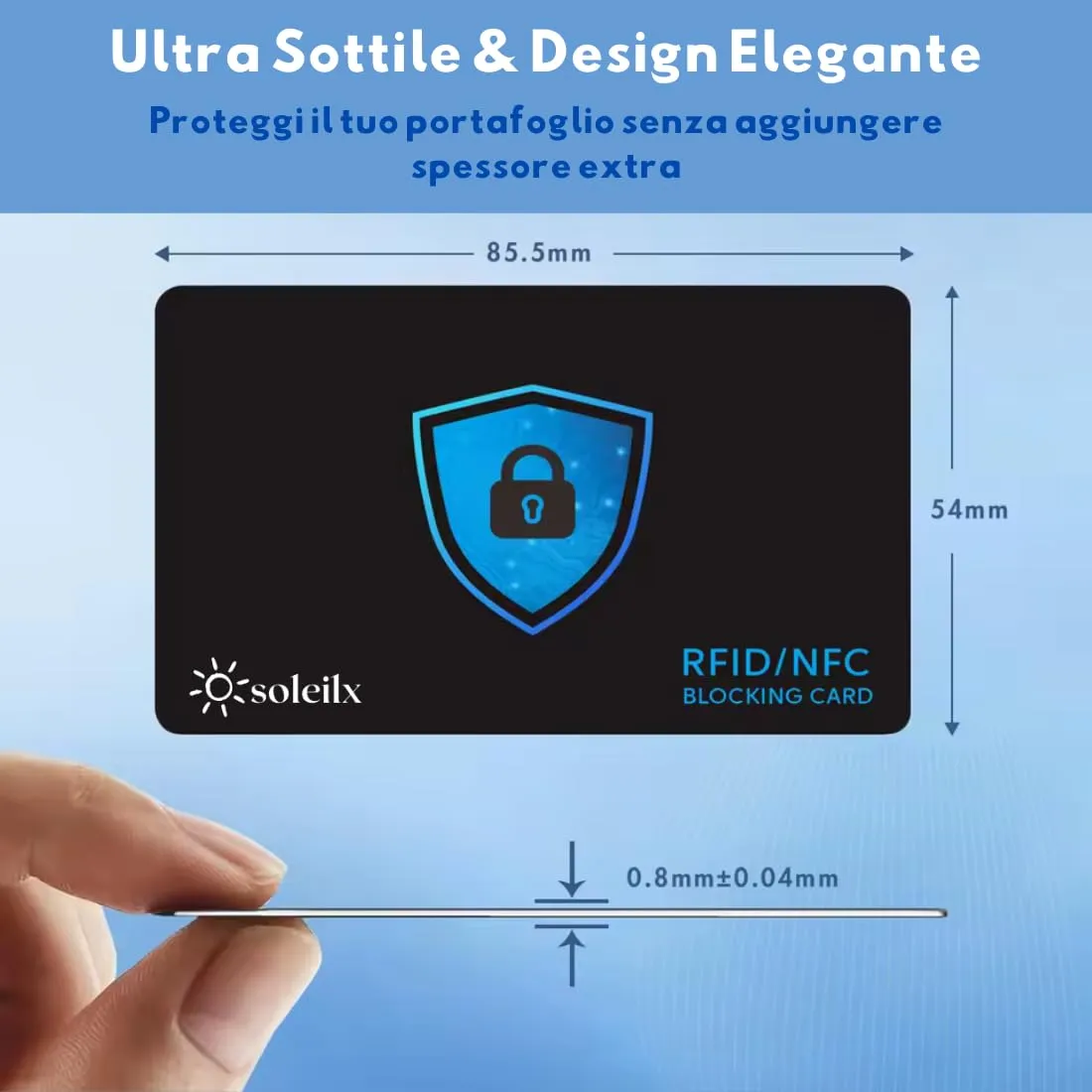 soleilx Carte di Blocco RFID/NFC, 2 Pezzi, Nero/Blu - immagine 3