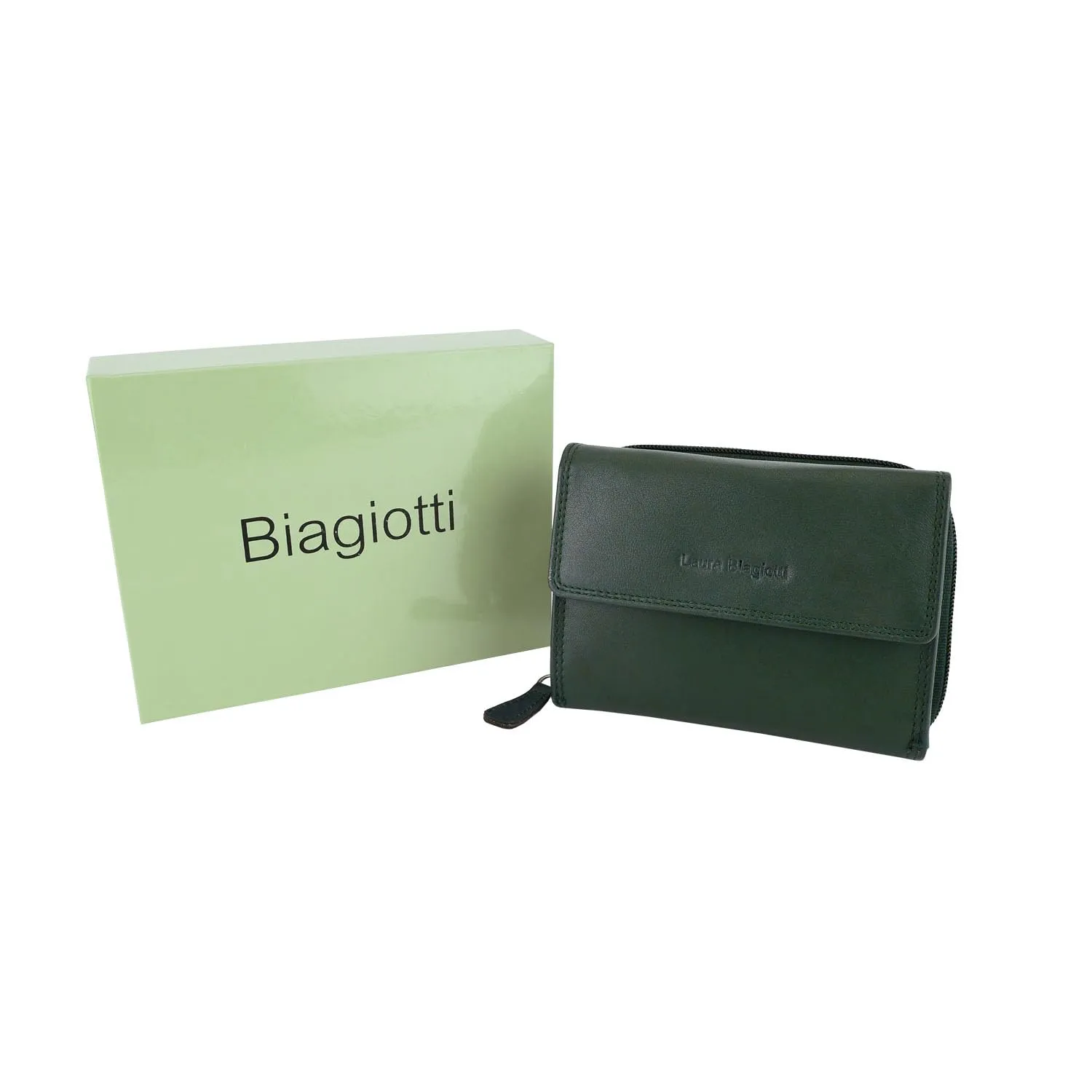 Laura Biagiotti Portafoglio Donna in Vera Pelle, Verde 208 - immagine 6