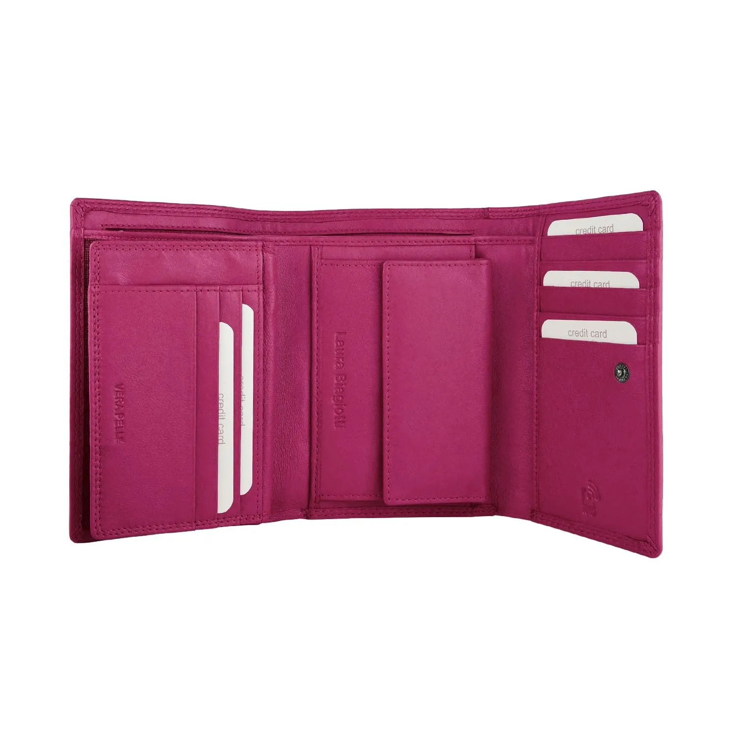Laura Biagiotti Portafoglio Donna in Vera Pelle - Fucsia 156 - immagine 3