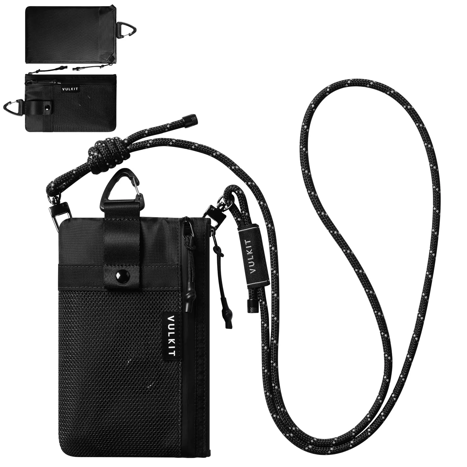 VULKIT Portafoglio Minimalistico RFID Impermeabile con Finestra Identificativa e Cerniera, Nero - Taglia Grande - immagine 1