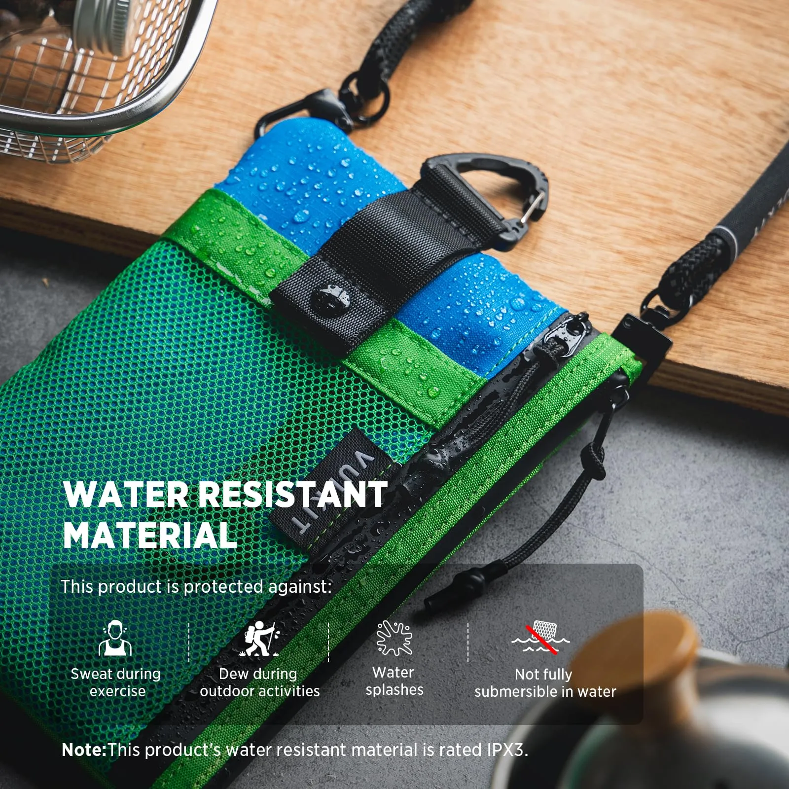 VULKIT Portafogli Minimalistico con Blocco RFID e Finestra Identificativa, Impermeabile con Cerniera (Verde-blu, Taglia grande) - immagine 3